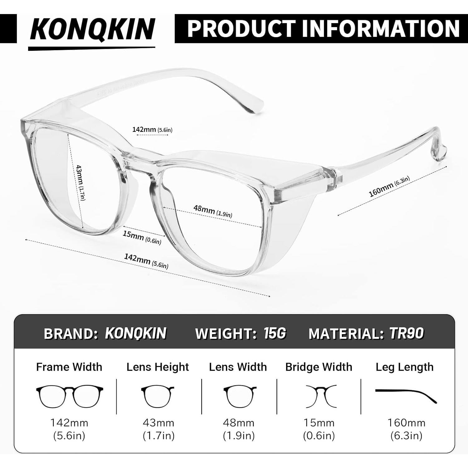 Gafas de Seguridad Konqkin Anti-Niebla para Adultos