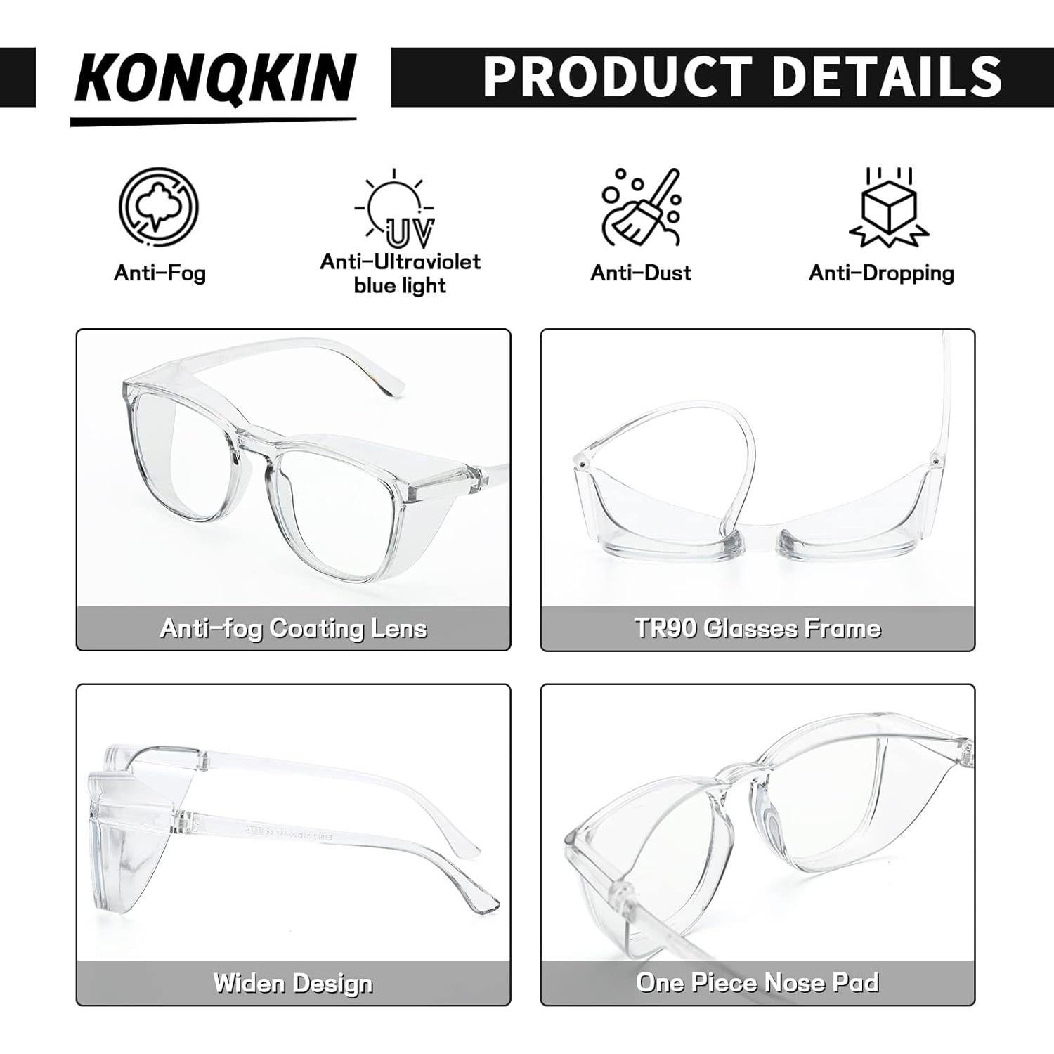 Gafas de Seguridad Konqkin - Lentes Antiniebla y Antirrayones
