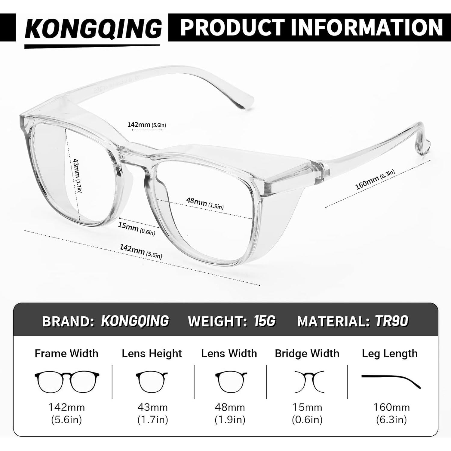 Gafas de Seguridad Konqkin Anti-Niebla y Luz Azul
