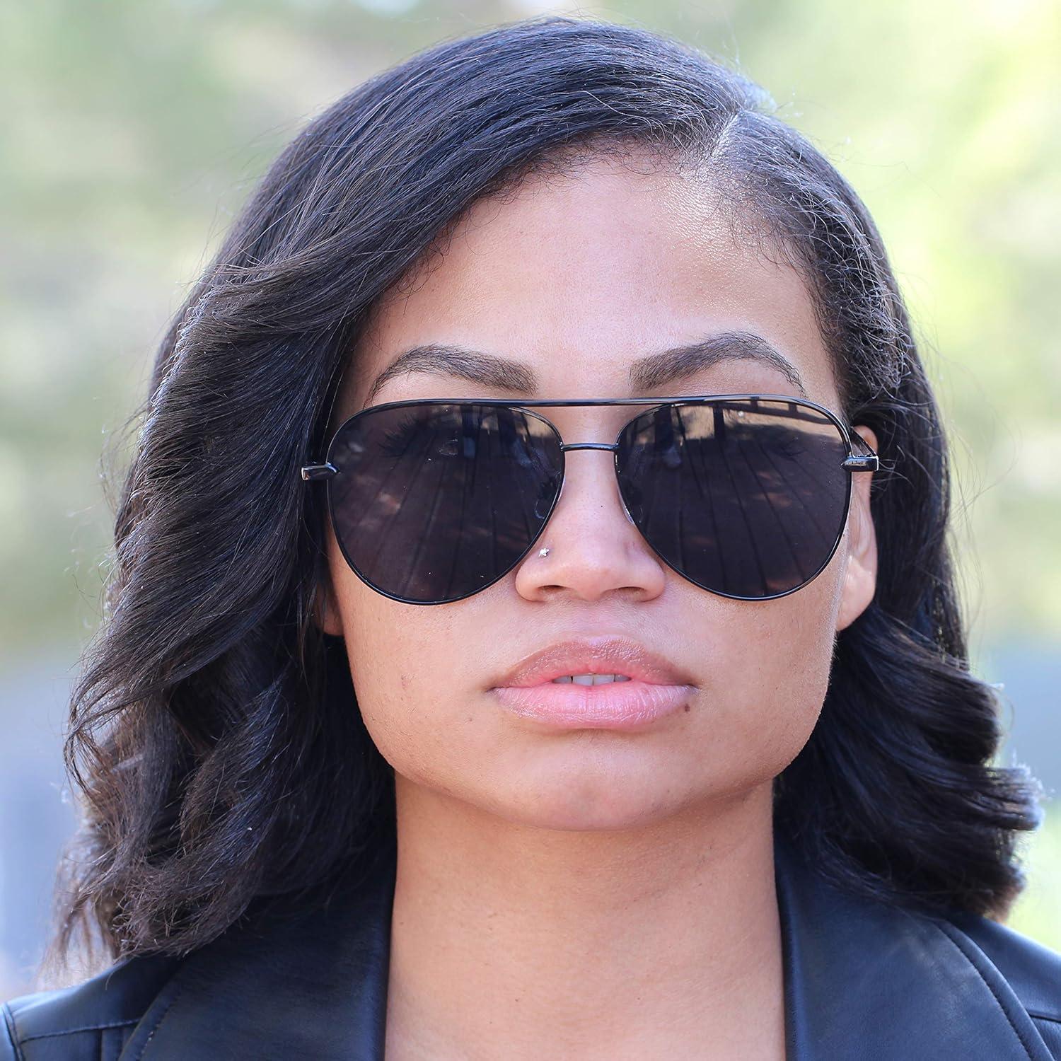 Gafas Aviador Espejadas Metal Negro Lentes Gradientes 5.08 cm