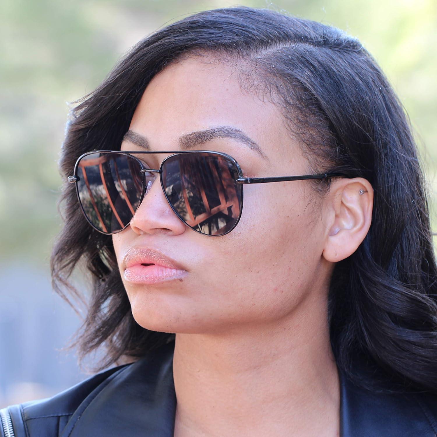 Gafas Aviador Espejadas Metal Negro Lentes Gradientes 5.08 cm