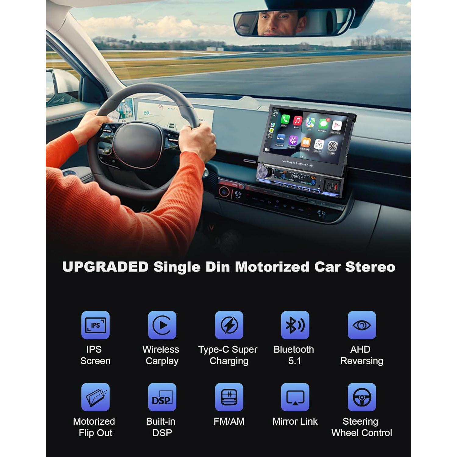 Estéreo de Coche 1 Din TONIKPMS-T con Pantalla 7" HD