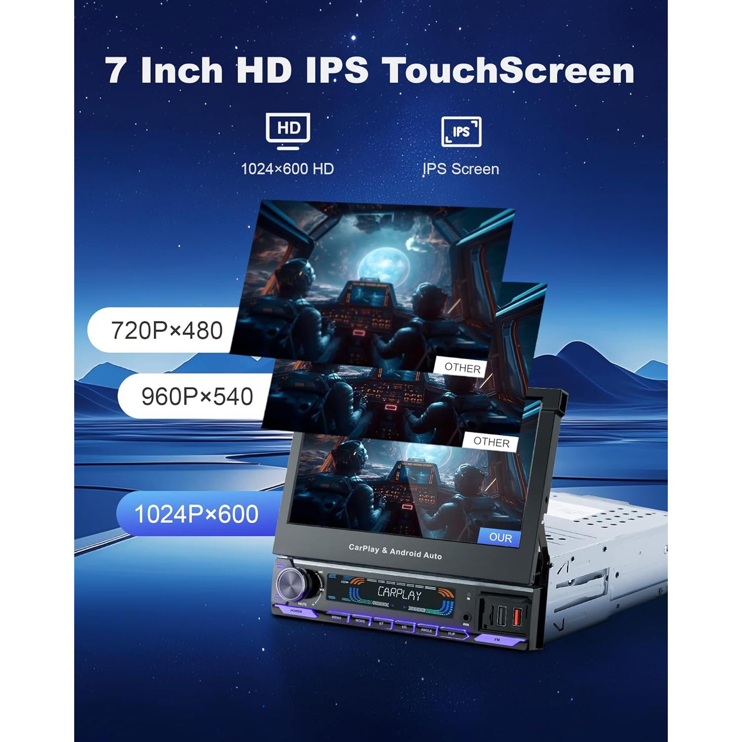 Estéreo de Coche 1 Din TONIKPMS-T con Pantalla 7" HD