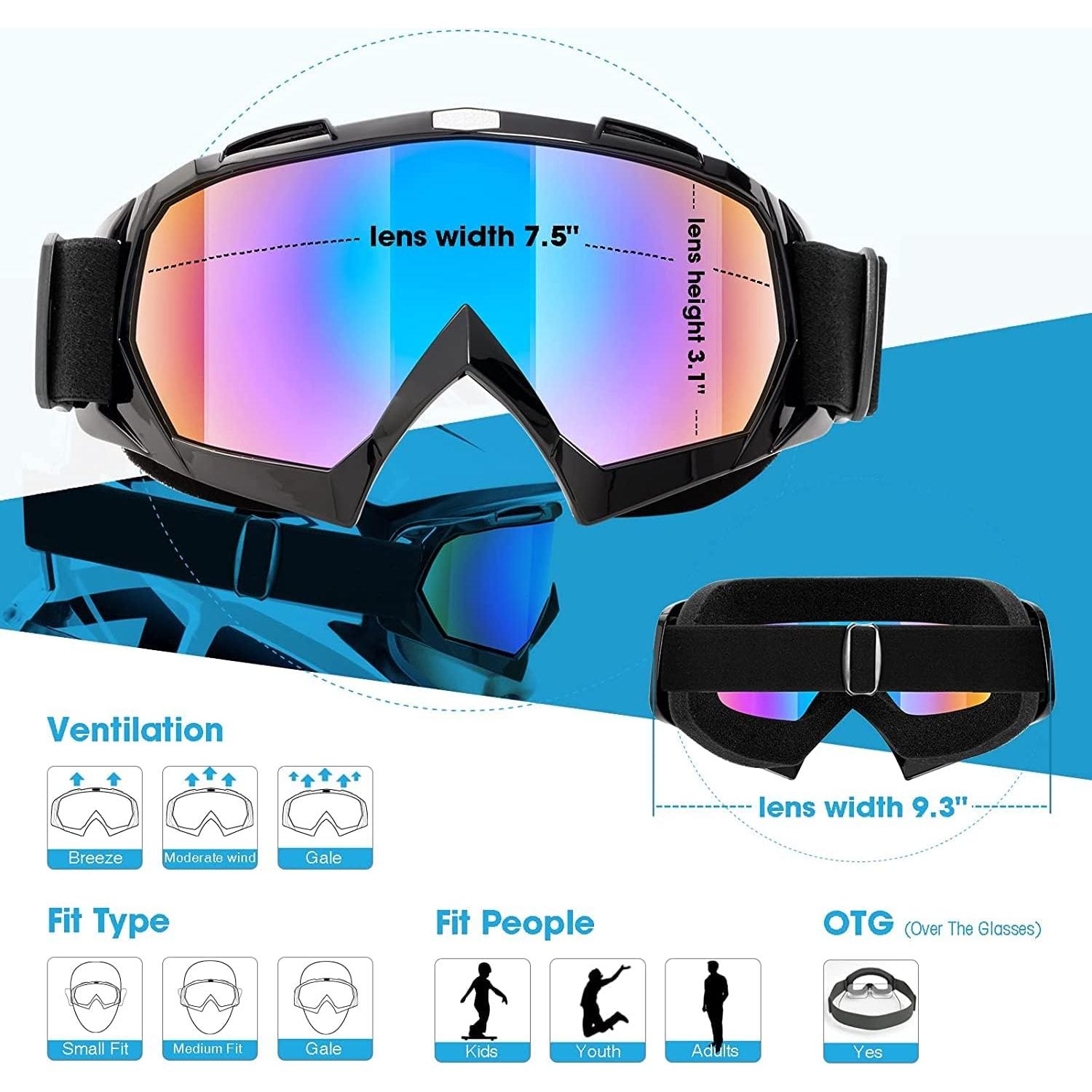 Gafas de Motocross MAMBAOUT Paquete de 2 UV Protección