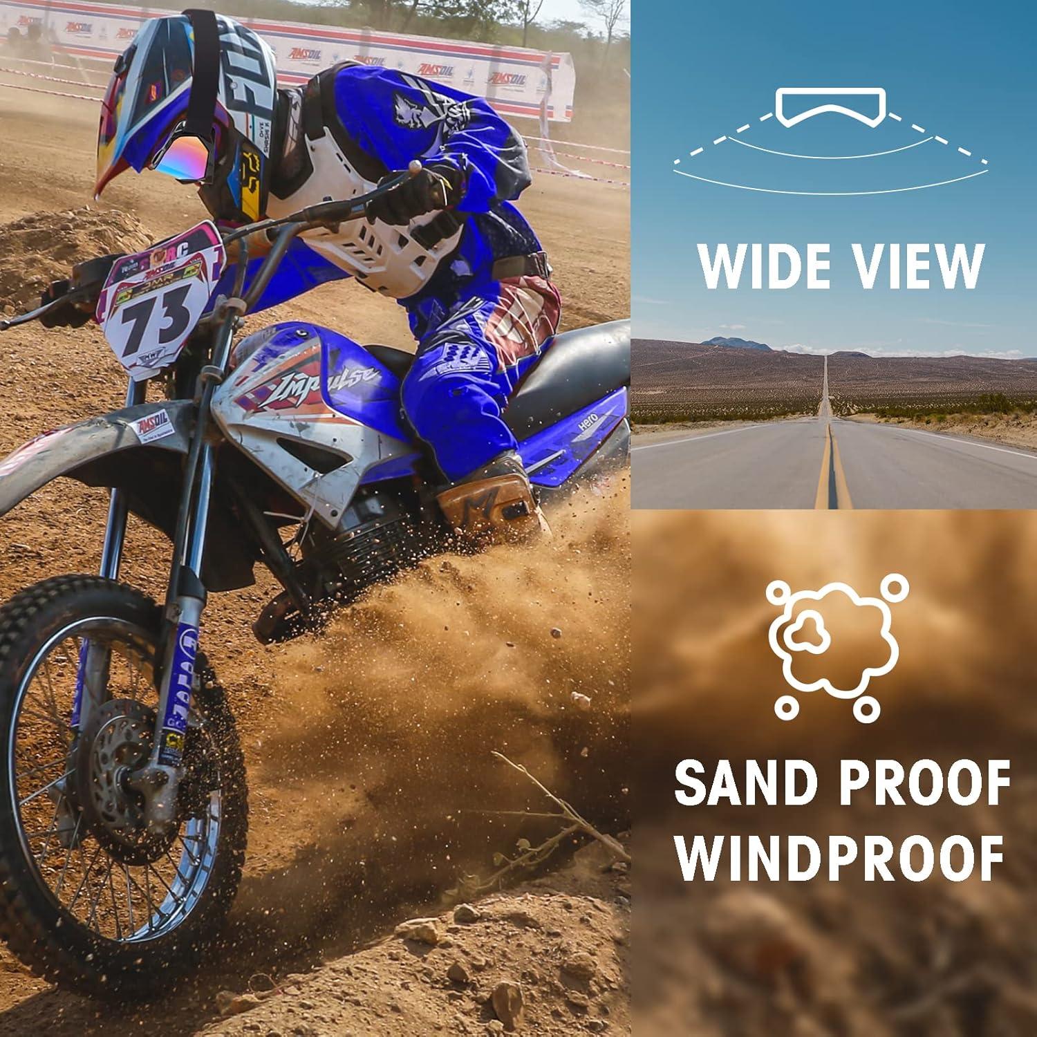 Gafas de Motocross MAMBAOUT Paquete de 2 UV Protección