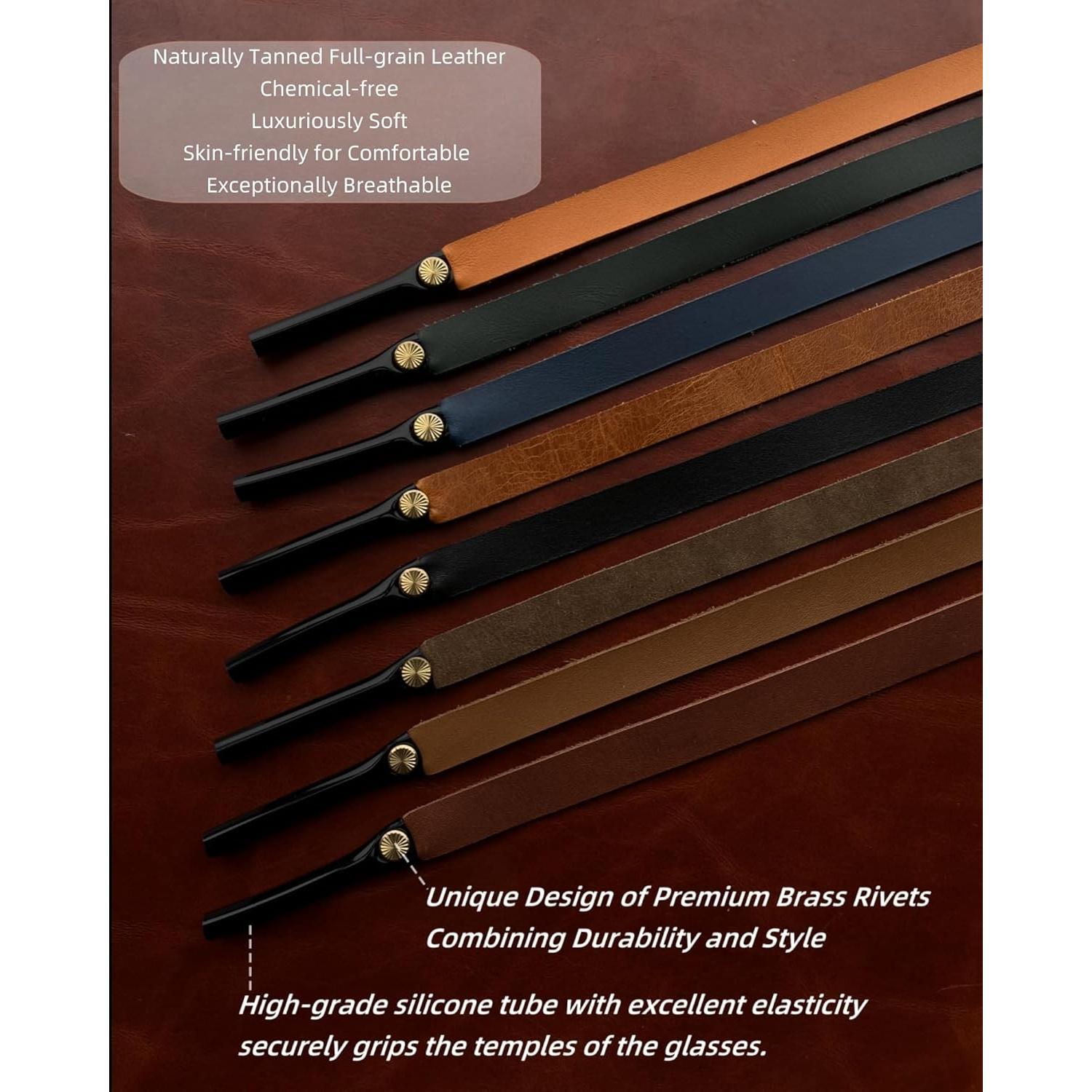 Correa de Gafas de Cuero PVS-002 Marrón Avellana Unisex