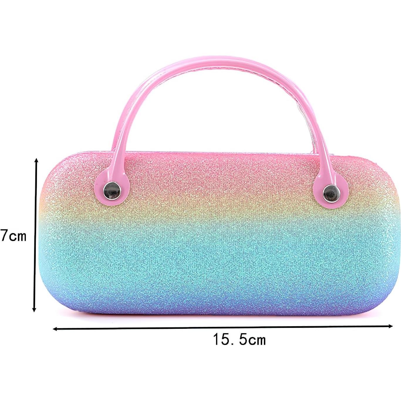 Estuche Duro para Gafas de Sol Peluche Rosa Azul 16x7x5cm