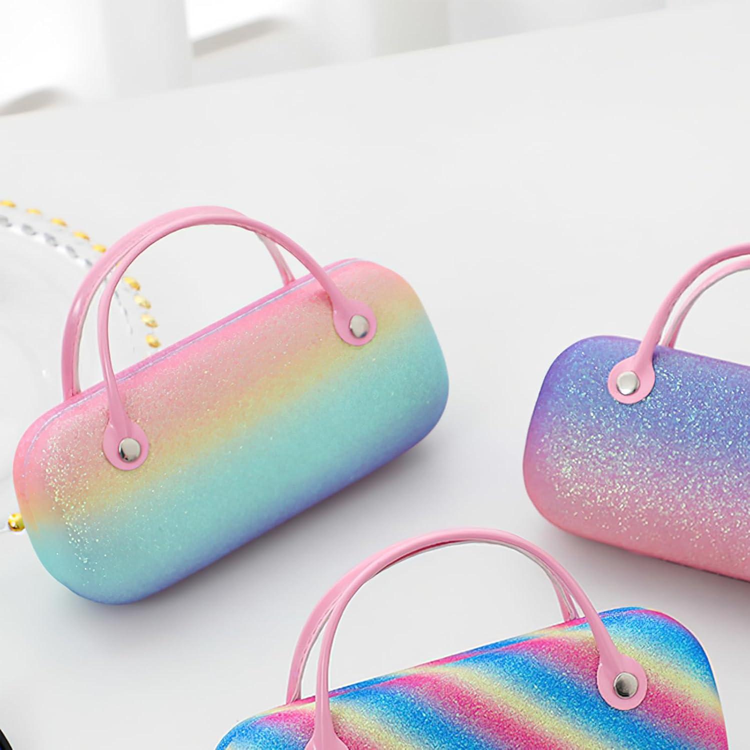 Estuche Duro para Gafas de Sol Peluche Rosa Azul 16x7x5cm