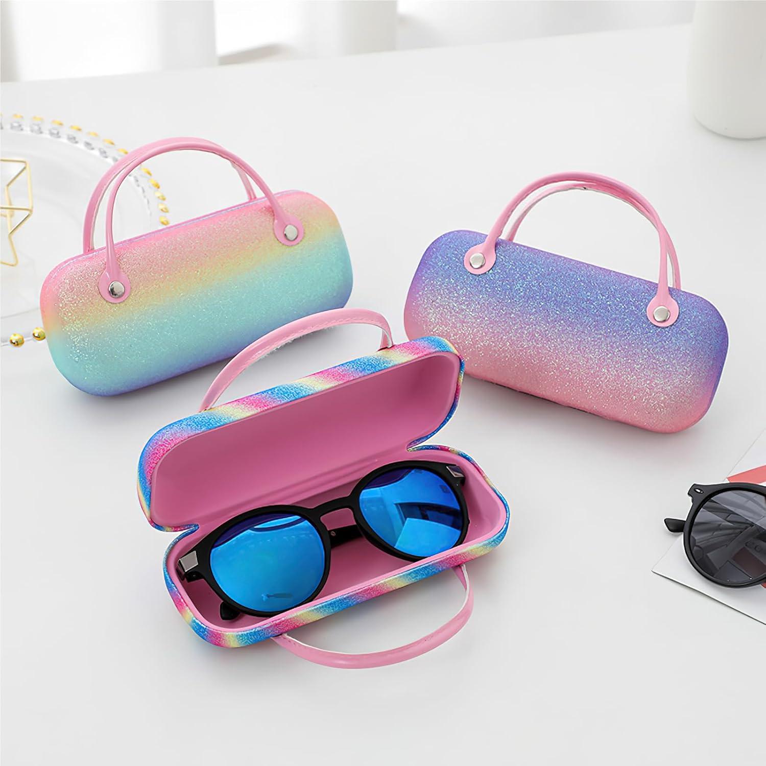 Estuche Duro para Gafas de Sol Peluche Rosa Azul 16x7x5cm