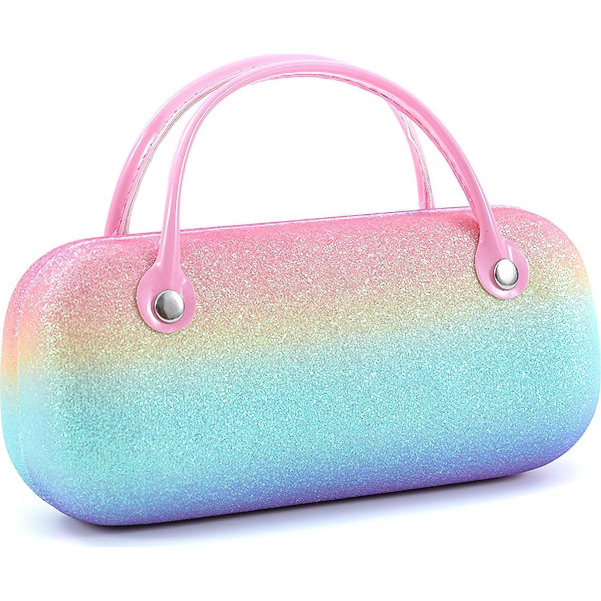 Estuche Duro para Gafas de Sol Peluche Rosa Azul 16x7x5cm