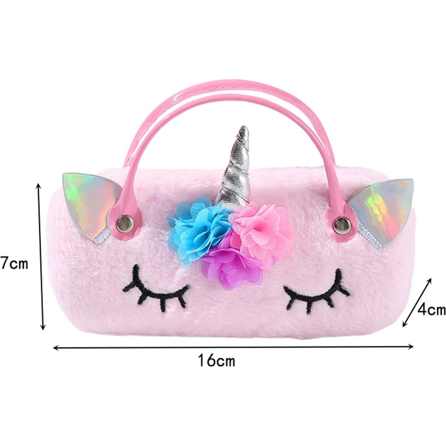 Estuche Duro para Gafas de Peluche Rosa - 16x7x4 cm