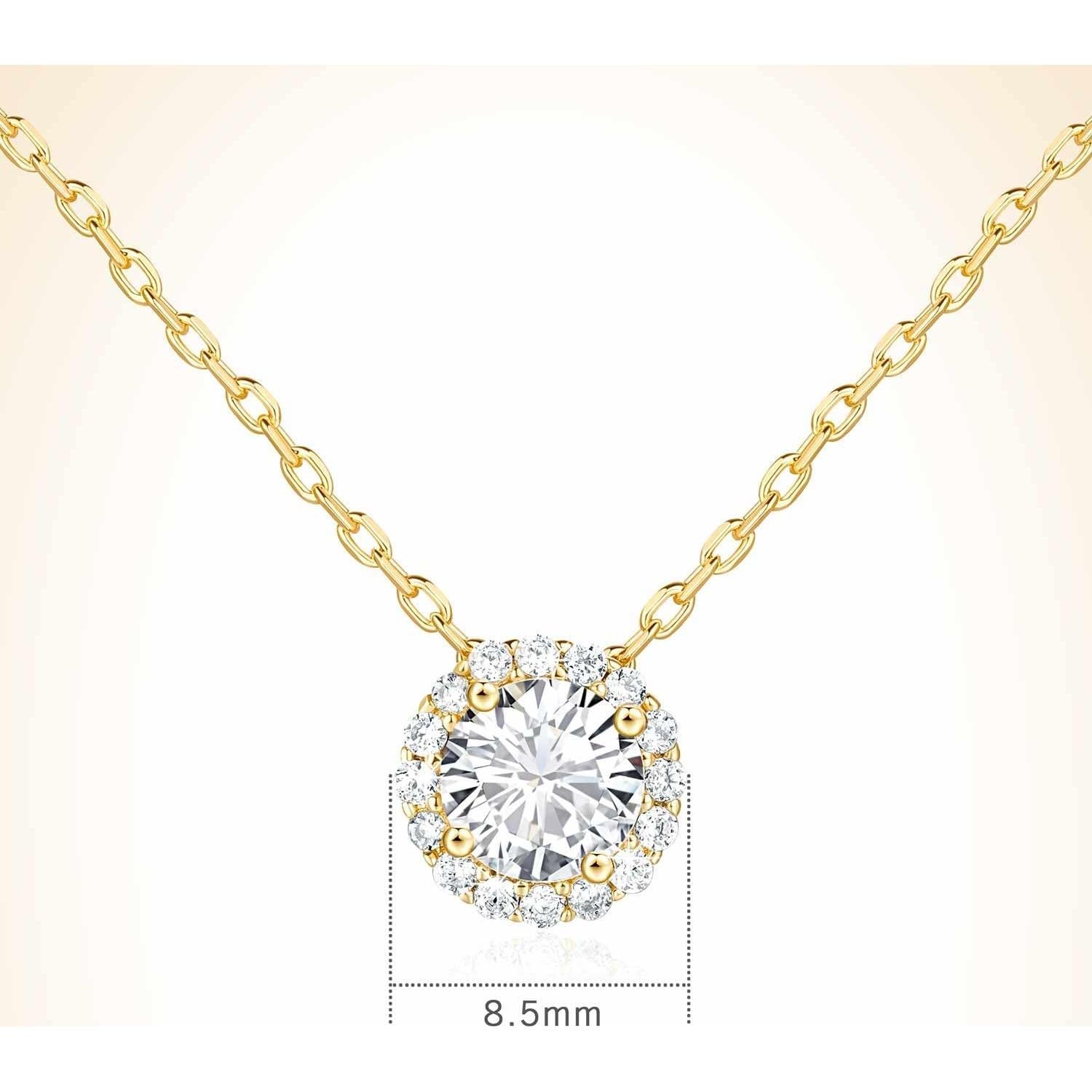 Collar de oro 14K para mujer con cristal 1.5 quilates CZ