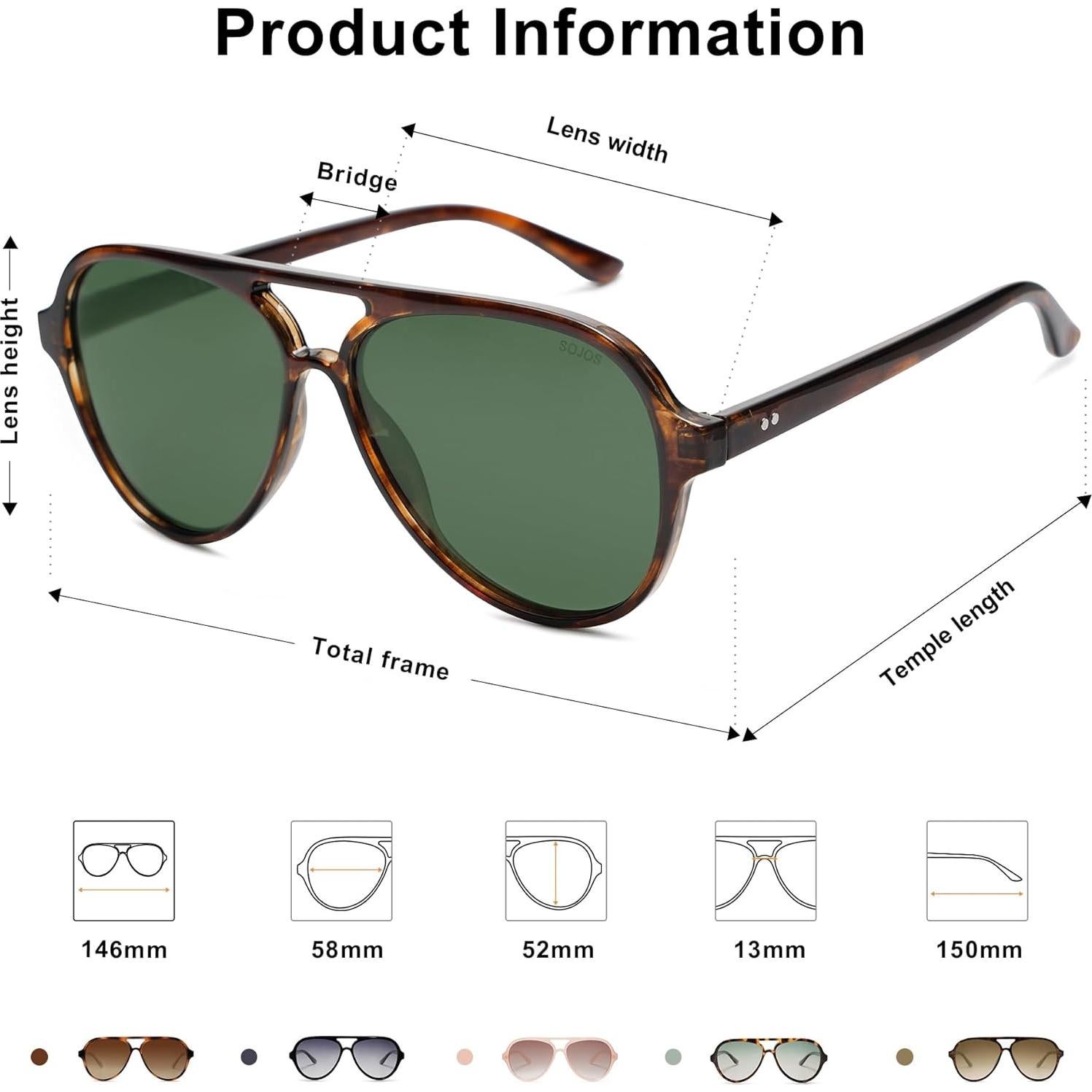 Gafas de sol polarizadas SOJOS SJ2201 aviador retro