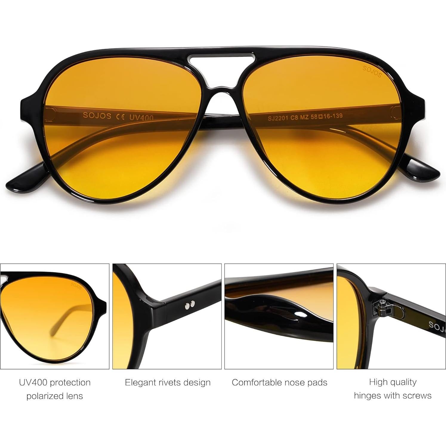 Gafas de sol aviador polarizadas SOJOS SJ2201 UV400