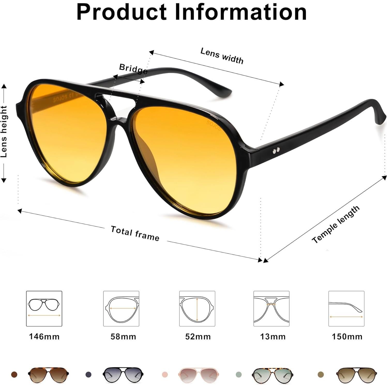 Gafas de sol aviador polarizadas SOJOS SJ2201 UV400