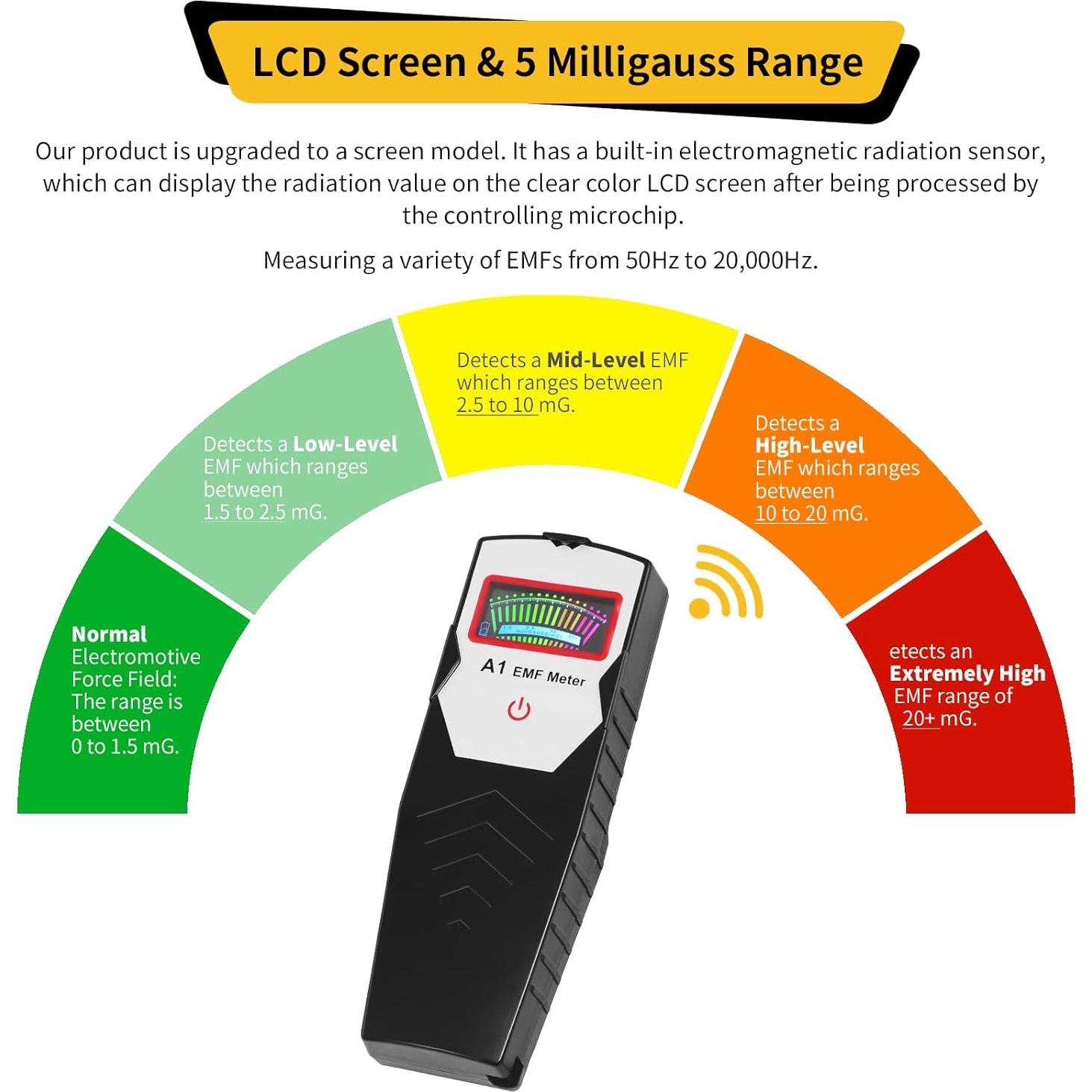Medidor de EMF AceFox con Pantalla LCD - Detector de Radiación