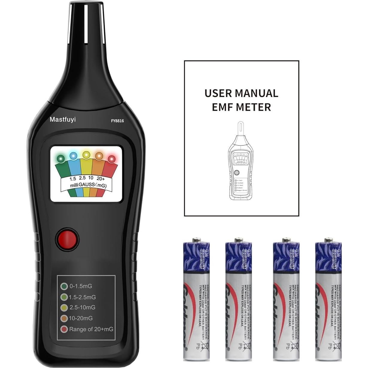 Medidor de EMF Mastfuyi, Detector Electromagnético 30Hz-20kHz