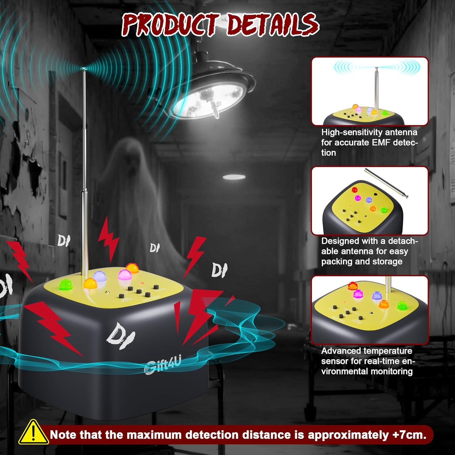 Detector de Fantasmas Gift4U EMF y Temp Portátil 5 Niveles