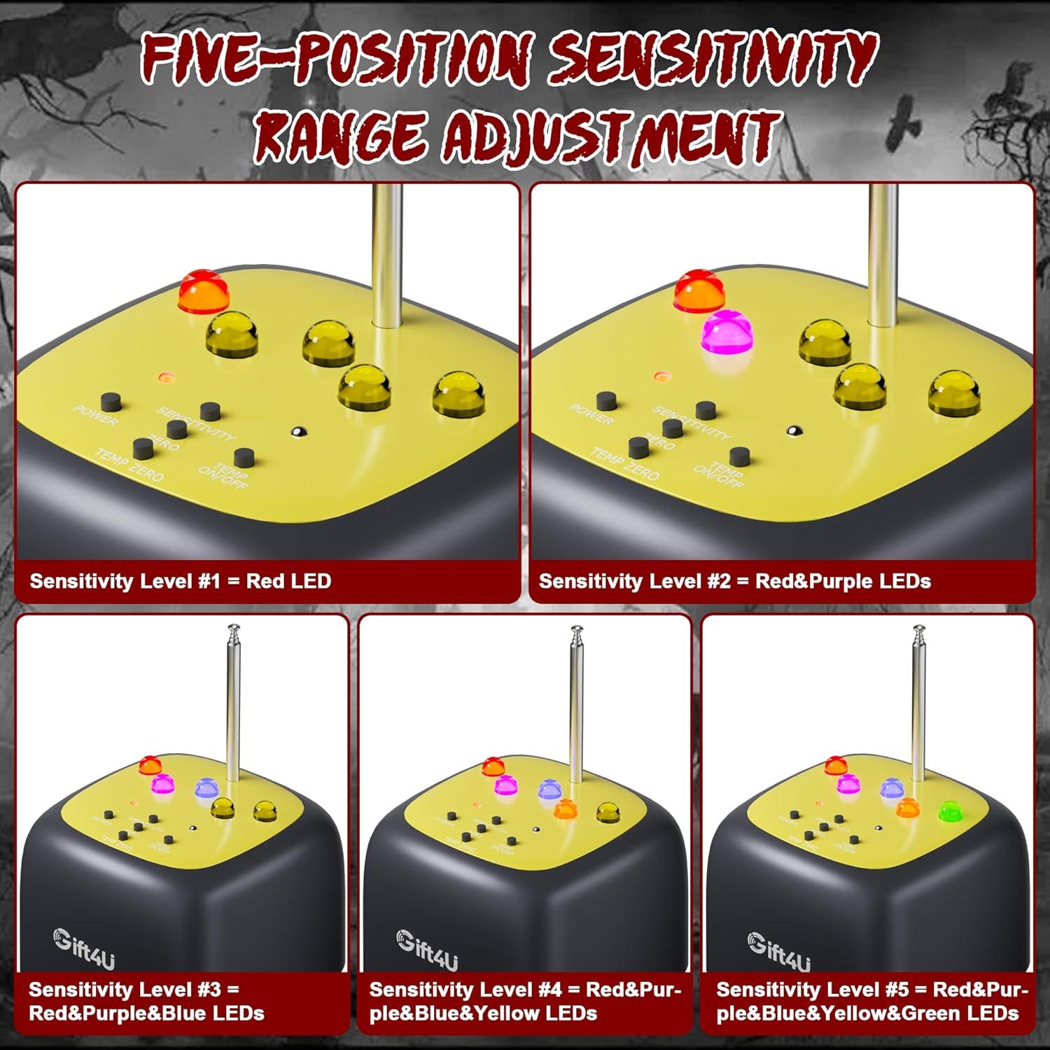 Detector de Fantasmas Gift4U EMF y Temp Portátil 5 Niveles