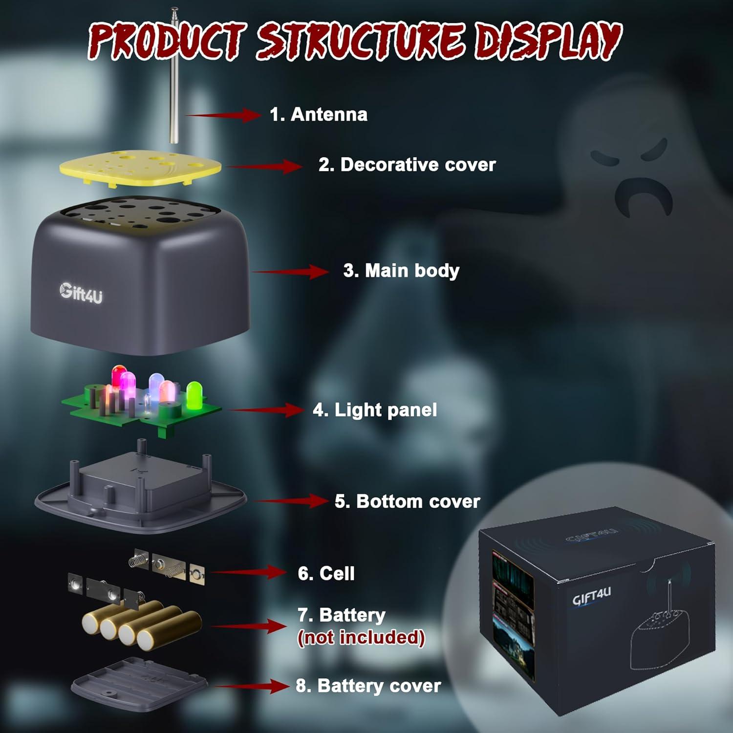 Detector de Fantasmas Gift4U EMF y Temp Portátil 5 Niveles