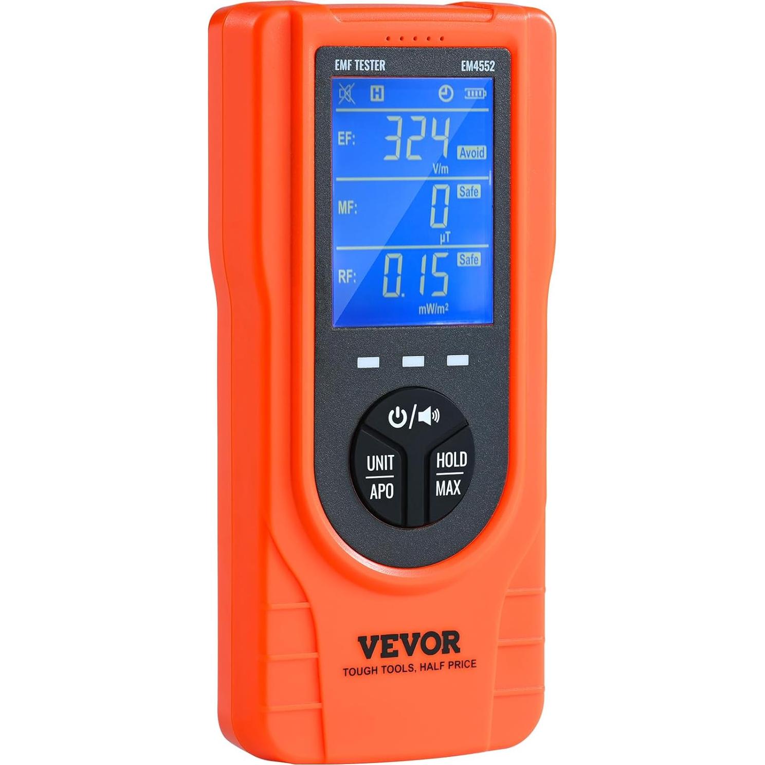 Medidor EMF VEVOR EM4552 Portátil 5Hz-3.5GHz LCD Recargable