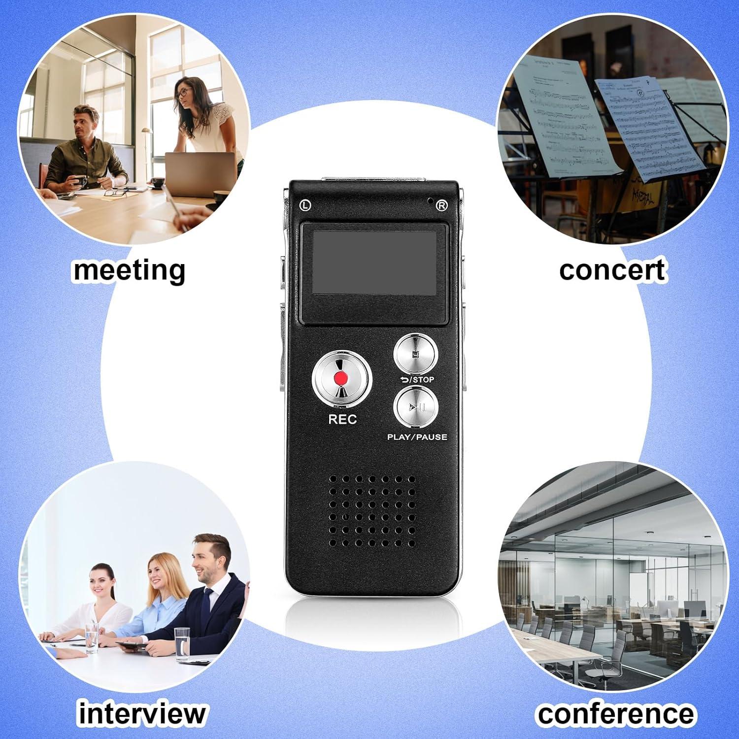 Grabadora Digital EVP Tellegloww 8GB Activada por Voz Negra