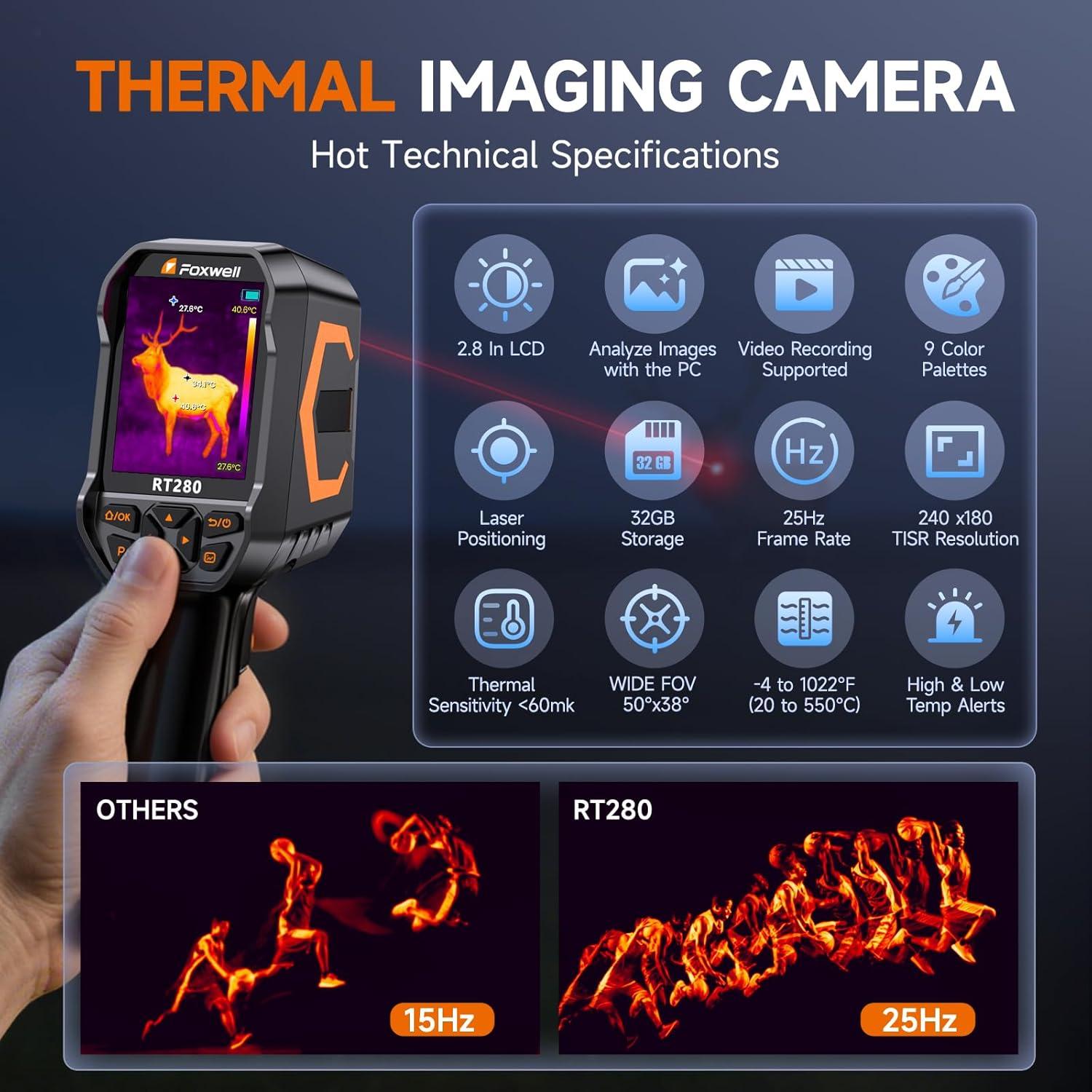 Cámara Termográfica FOXWELL RT280, LCD 2.8" 320x240, 32GB