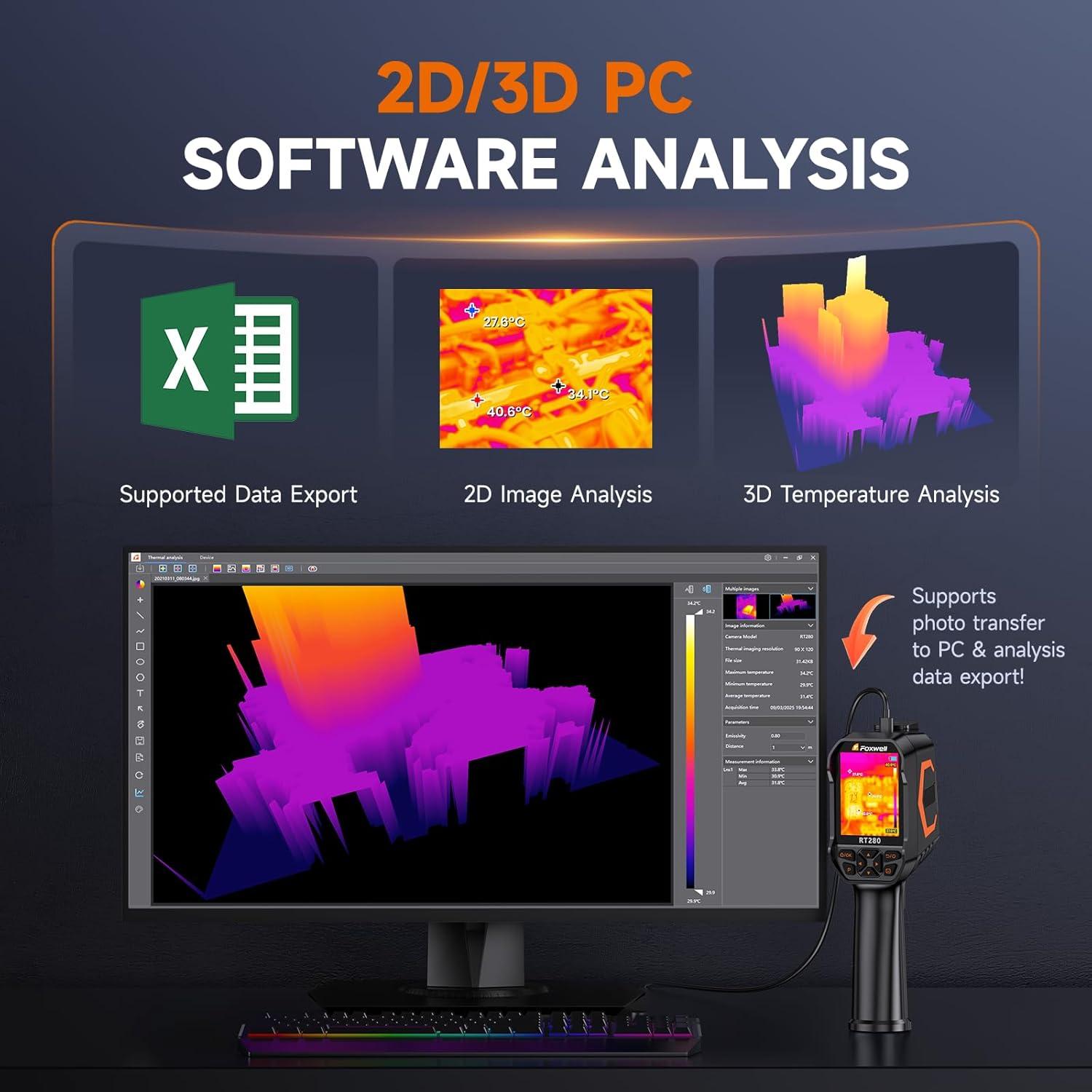 Cámara Termográfica FOXWELL RT280, LCD 2.8" 320x240, 32GB