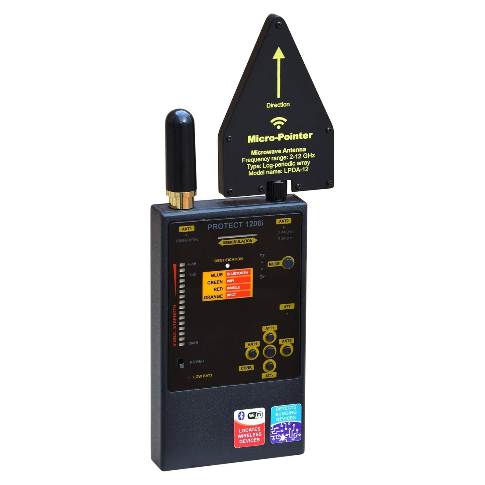 Detector de Frecuencia Digital DiscoverIt DD1206 Profesional RF Bluetooth WiFi