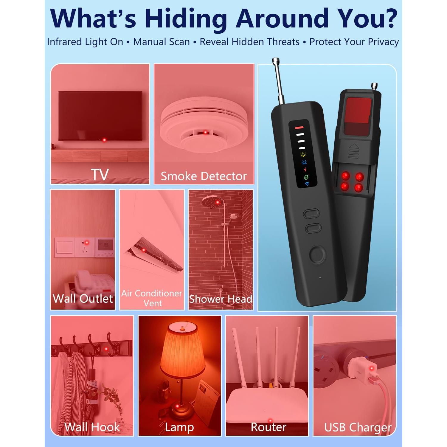 Detector de Cámaras Ocultas Bextgoo T16-DT 6 en 1 Portátil