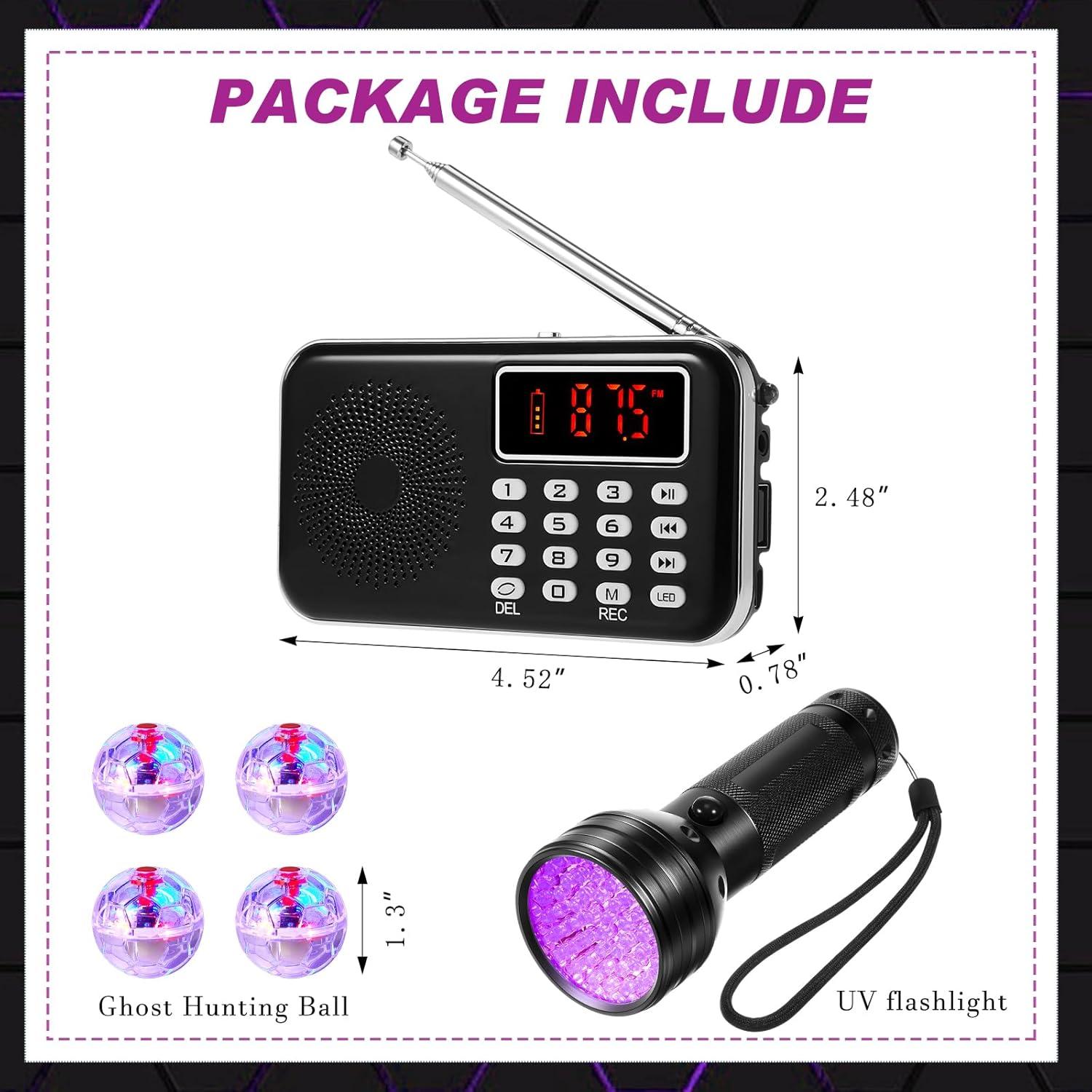 Kit de Caza de Fantasmas Dunzy 6 Piezas con Radio y Linterna UV