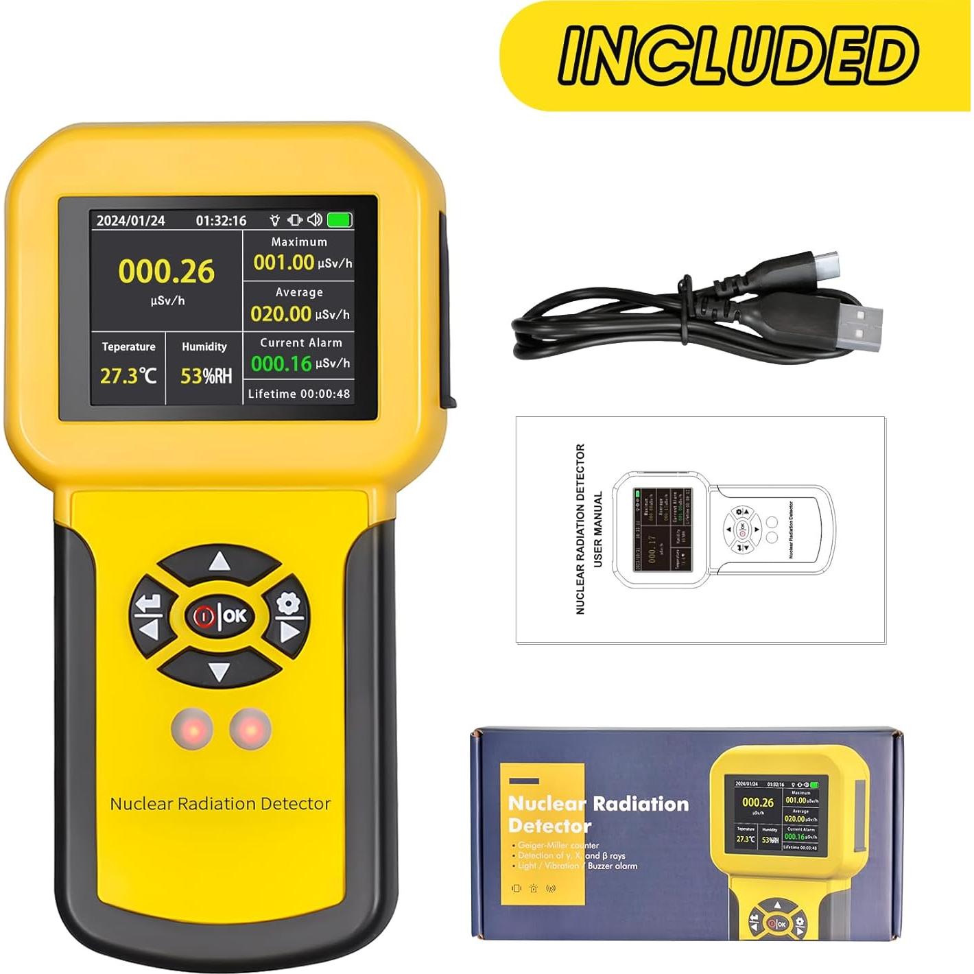 Detector de Radiación AOPUTTRIVER AP-886A con Pantalla LCD