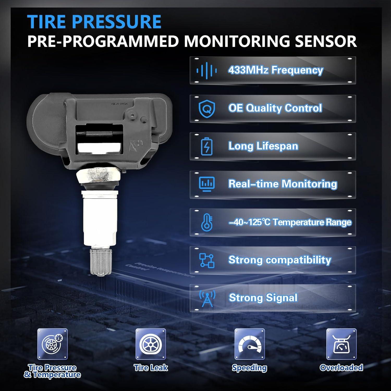 Juego de 4 Sensores TPMS POHILA para Mercedes-Benz 2007-2016