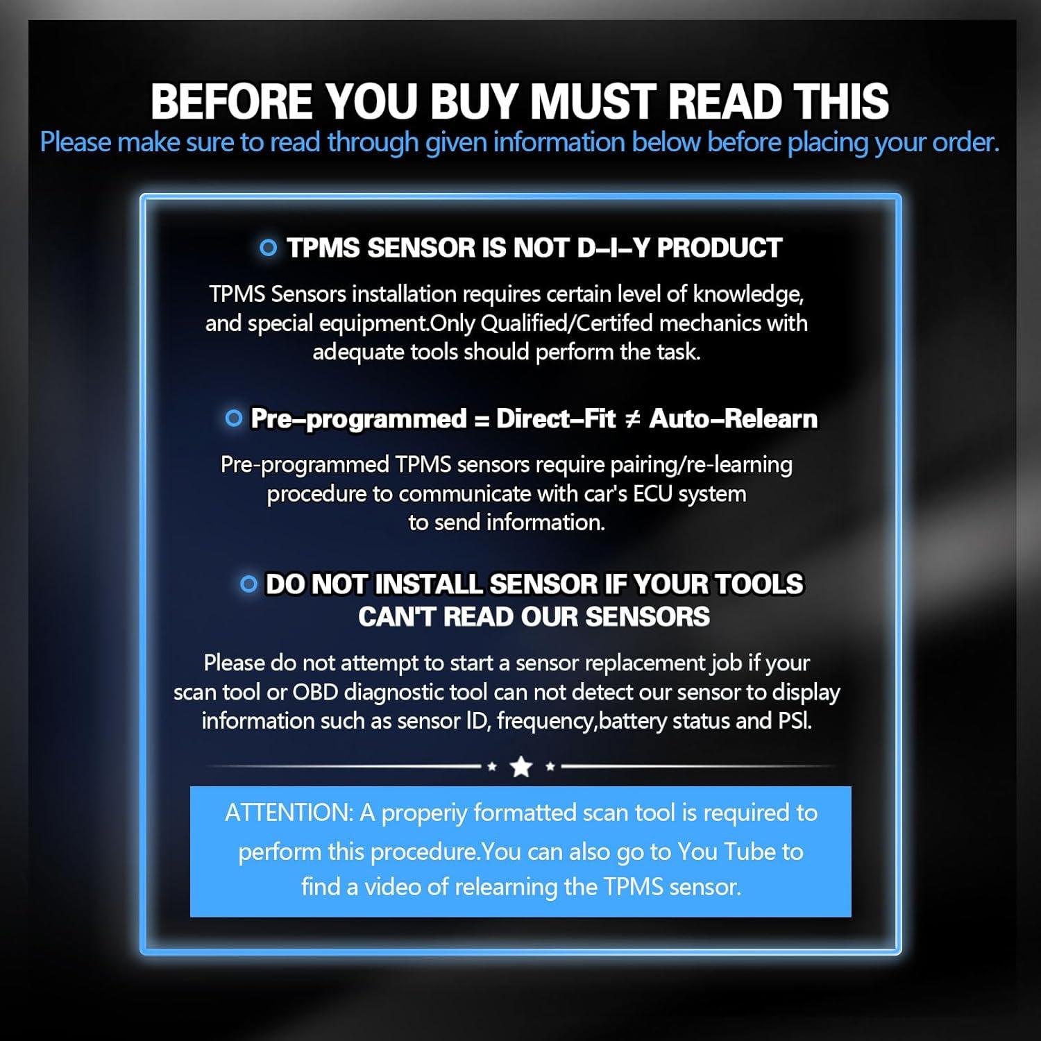 Juego de 4 Sensores TPMS POHILA para Mercedes-Benz 2007-2016