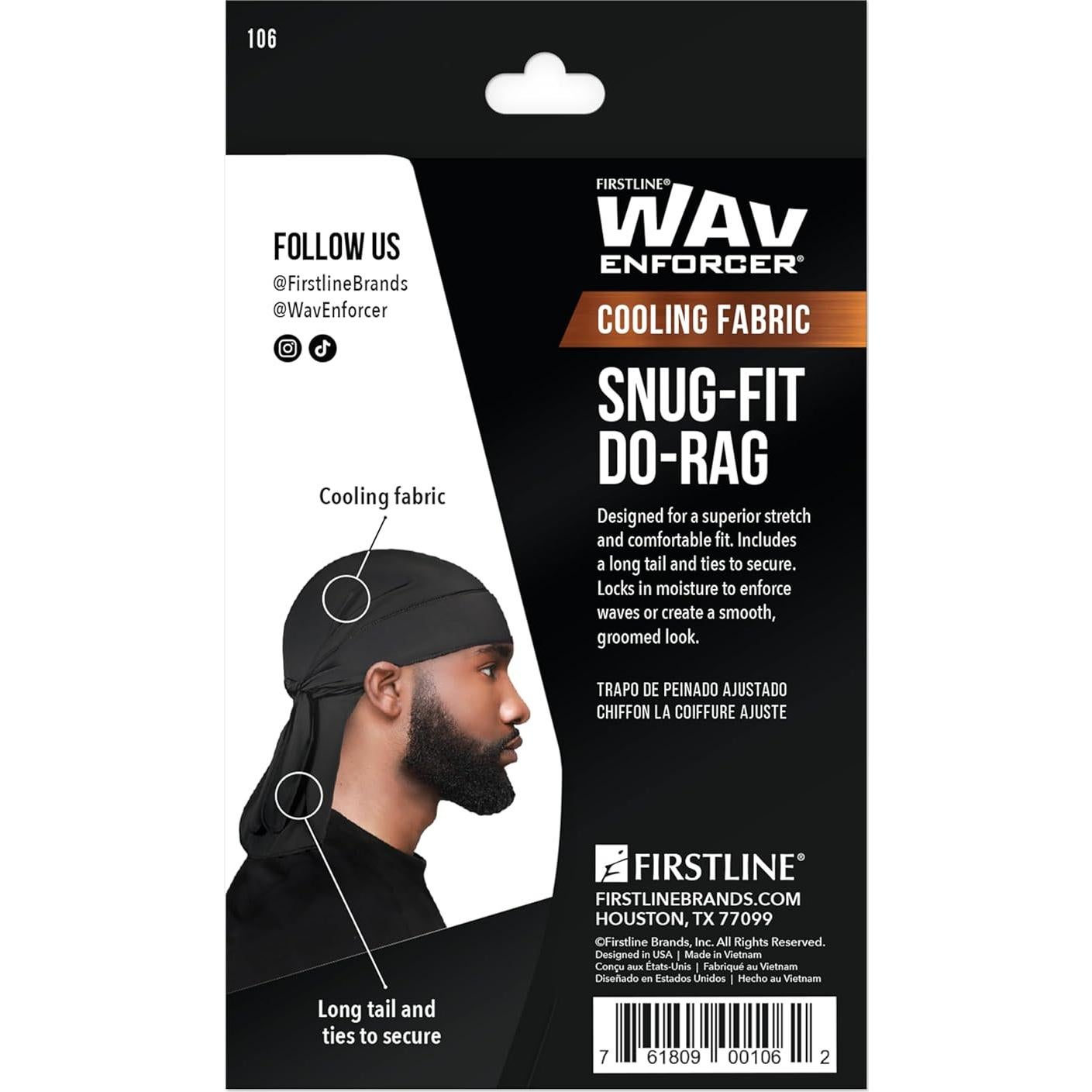 Do-Rag Ajuste Ceñido WavEnforcer 106 Negro Transpirable