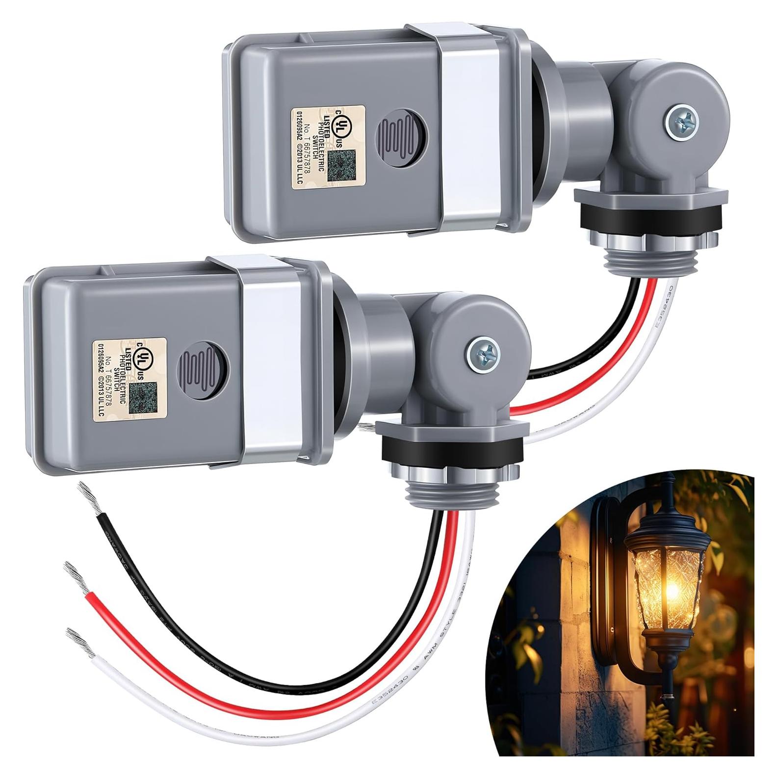 Paquete de 2 Sensores Fotocélula Ceoighe IP54 1800W