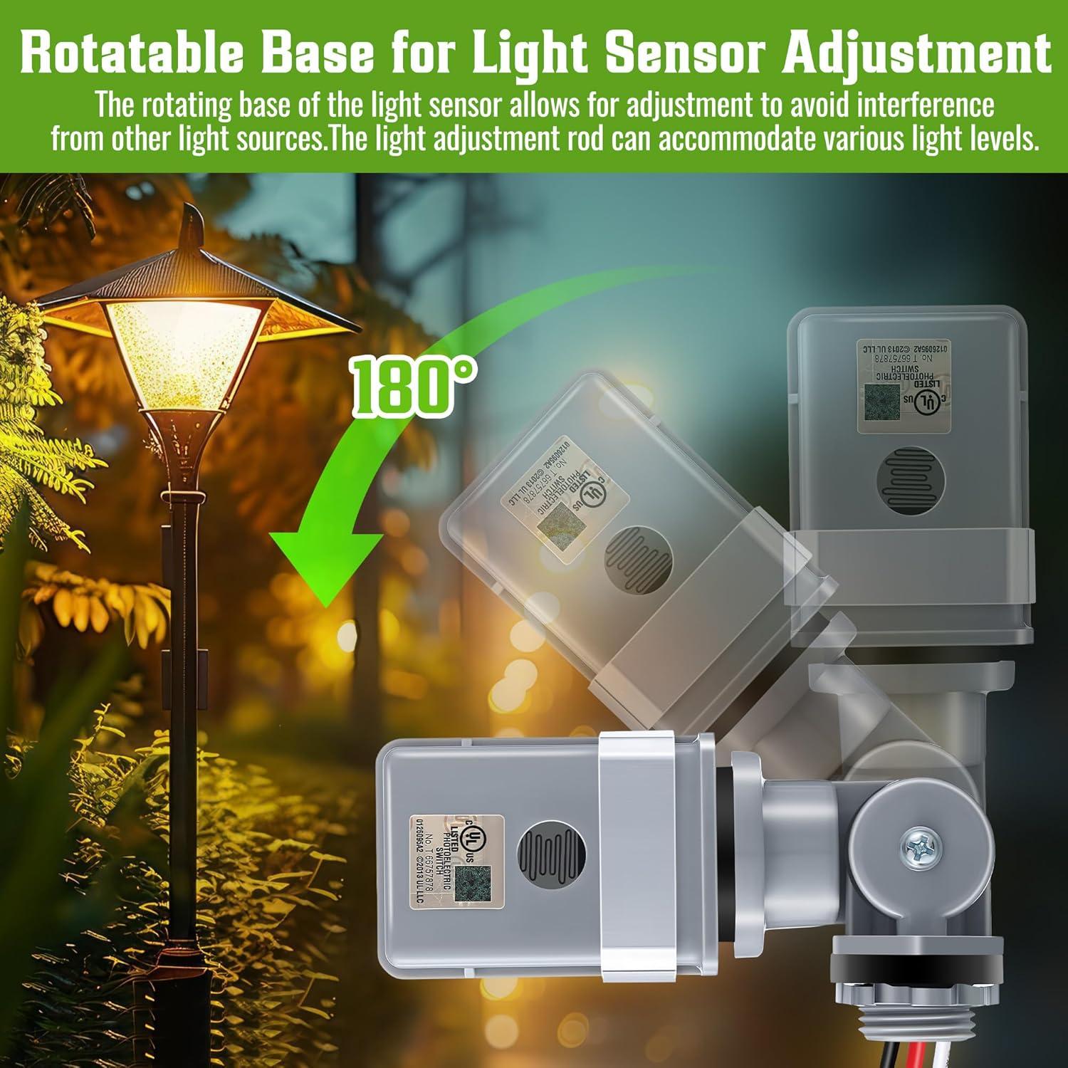 Paquete de 2 Sensores Fotocélula Ceoighe IP54 1800W