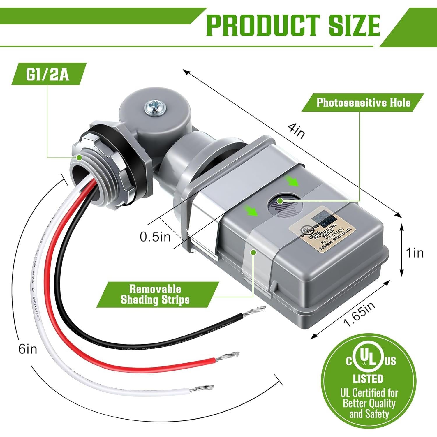 Paquete de 2 Sensores Fotocélula Ceoighe IP54 1800W