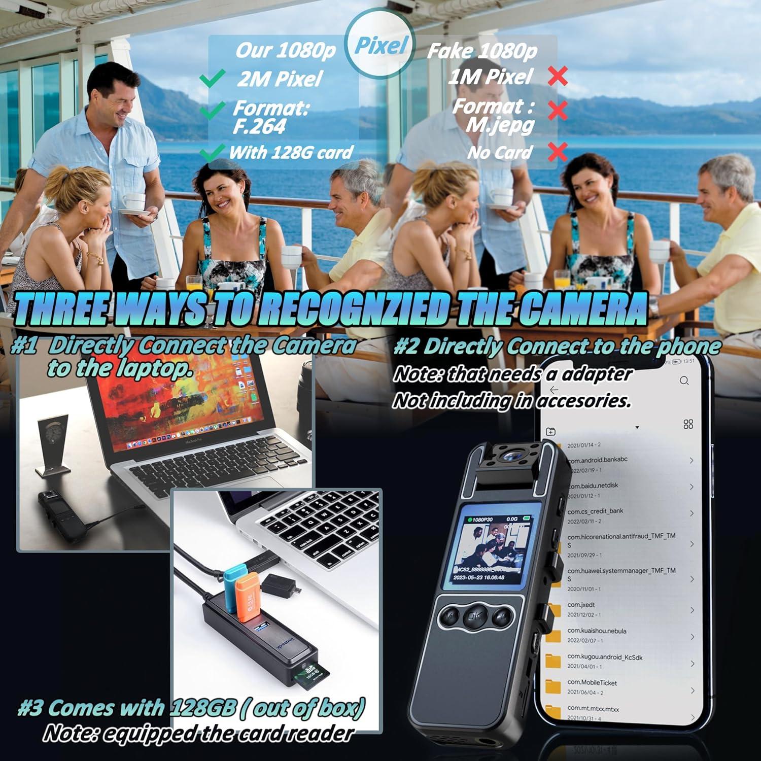 Cámara Corporal KSADBOSSBO H82 HD 1080P con 128GB