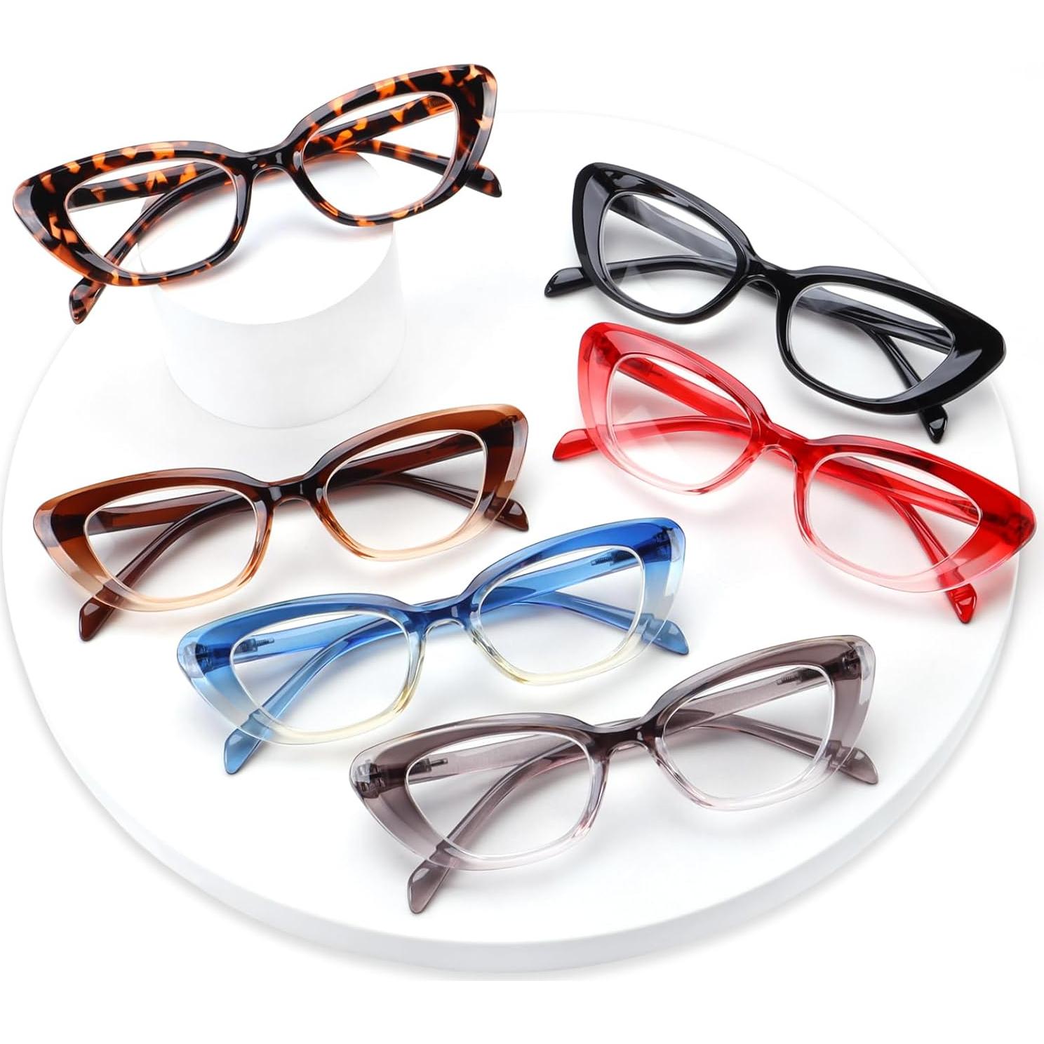 Paquete de 6 Gafas de Lectura Ojo de Gato CHOFILORD para Mujeres
