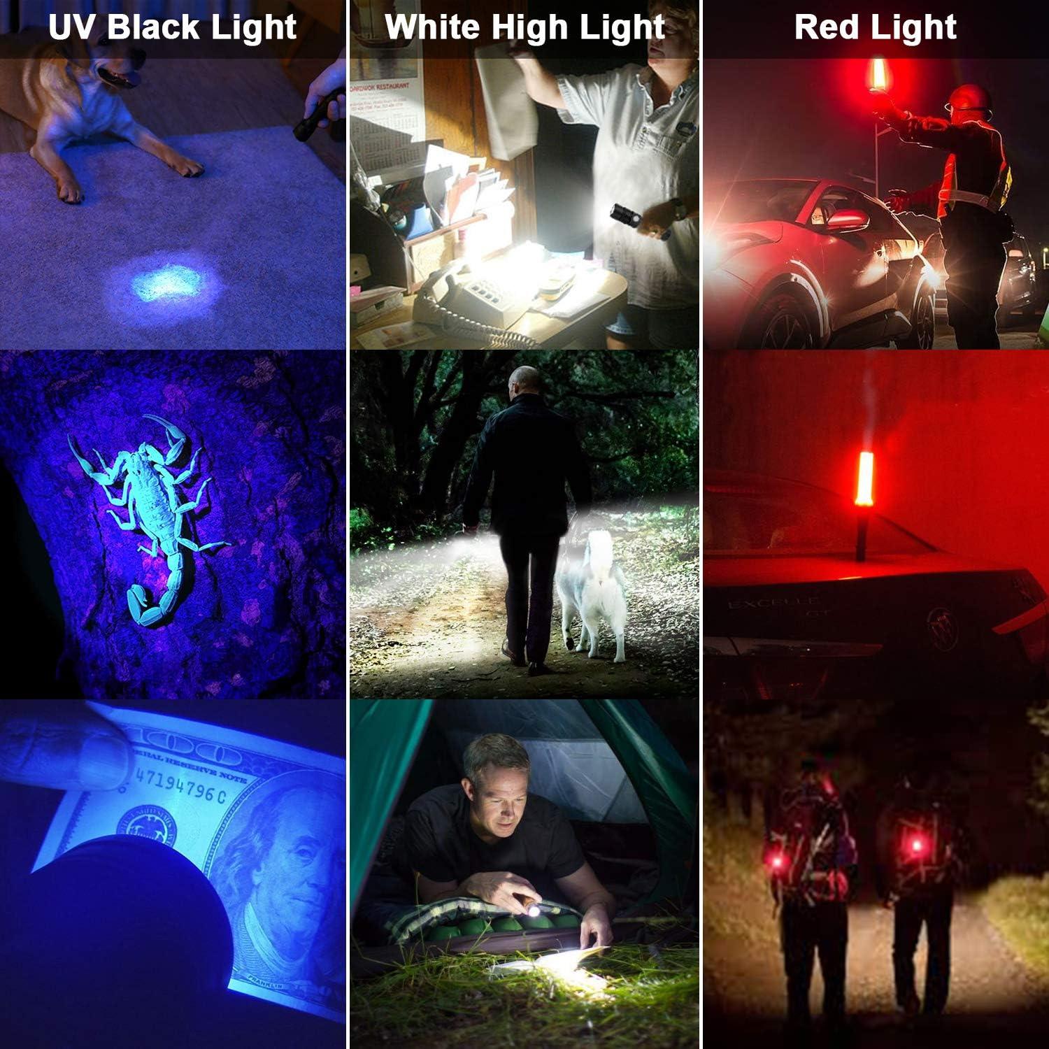 Linterna UV Spriak 2-Pack Recargable USB 7 Modos Impermeable