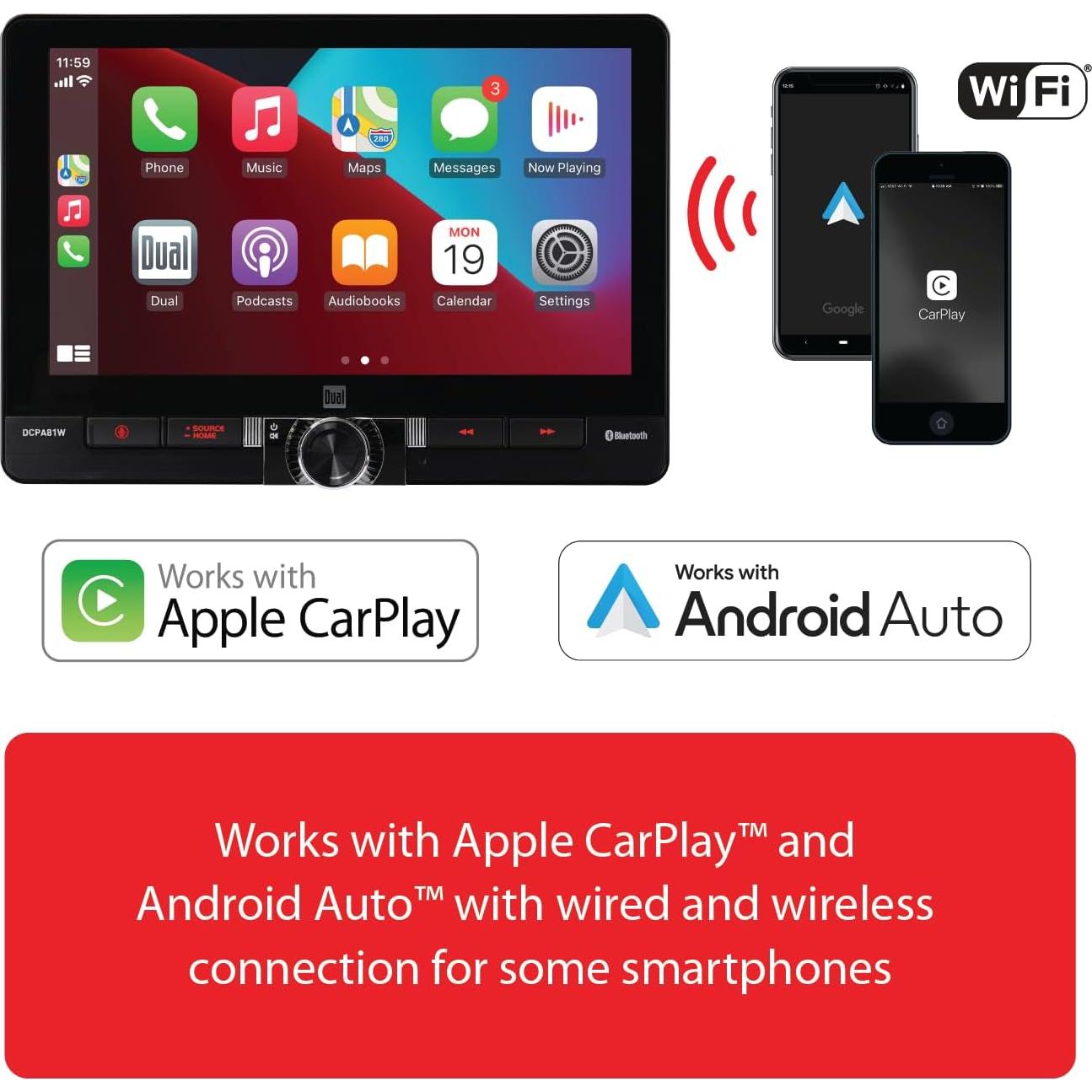 Estéreo de Coche Dual DCPA81W 8" Pantalla Táctil Bluetooth