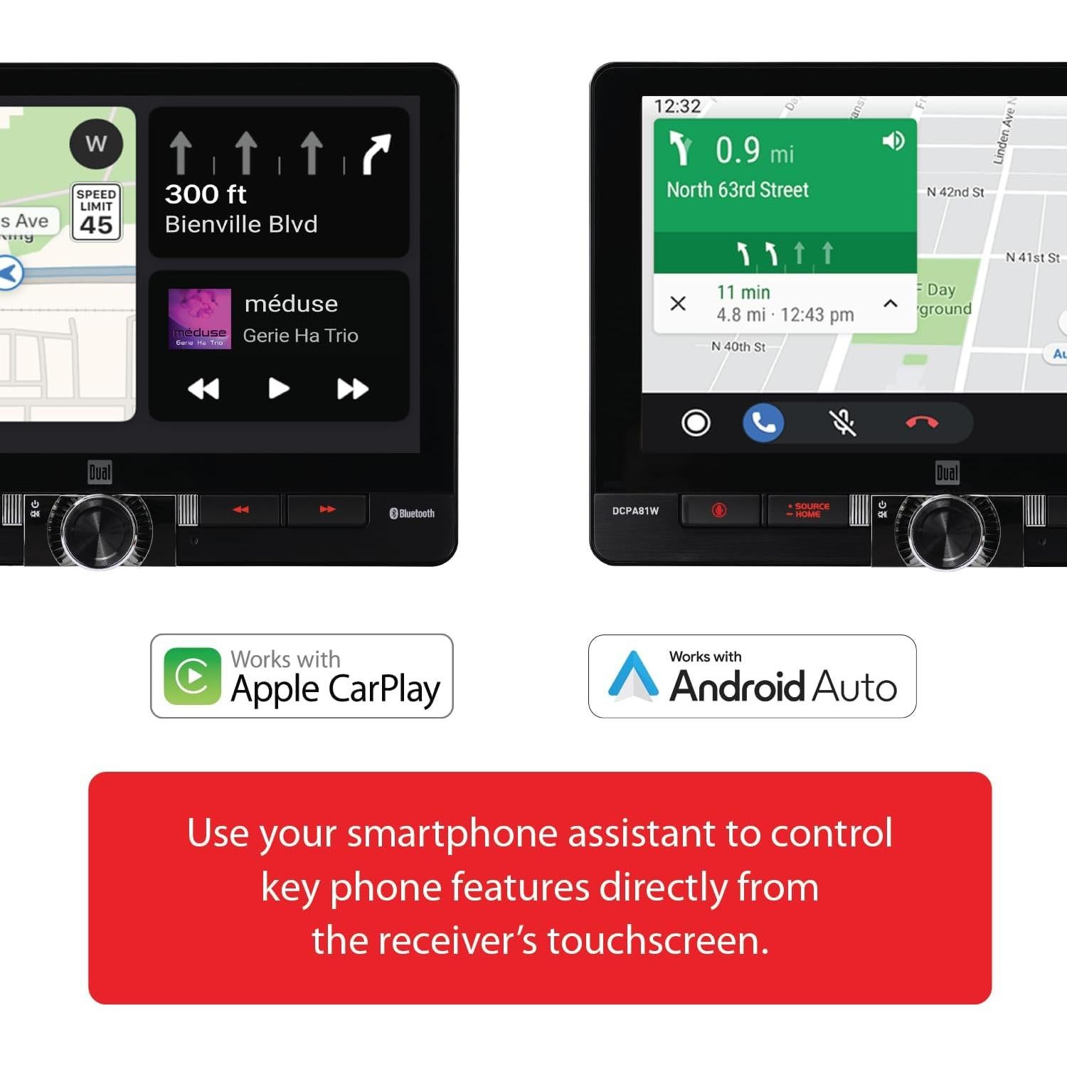 Estéreo de Coche Dual DCPA81W 8" Pantalla Táctil Bluetooth