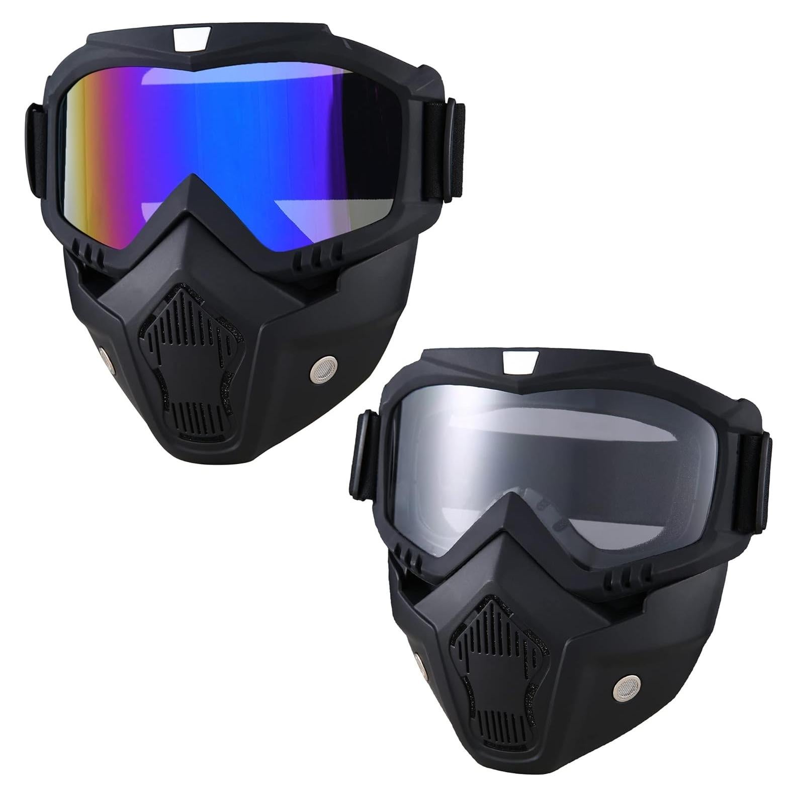 Gafas de Motocicleta Vintage con Máscara Removible - Colorido