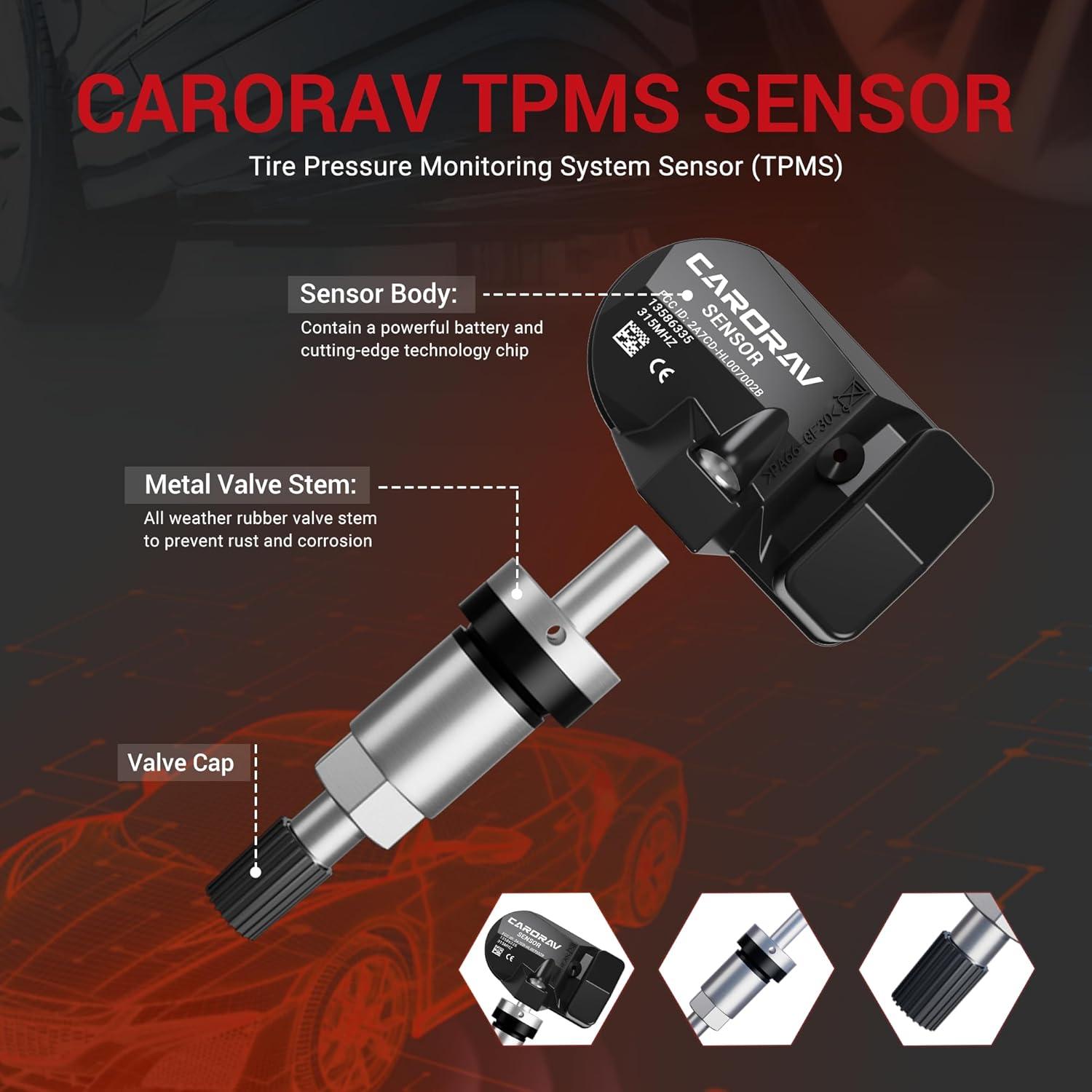 Sensor TPMS GM CARORAV 4 PCS Reemplazo 315MHz