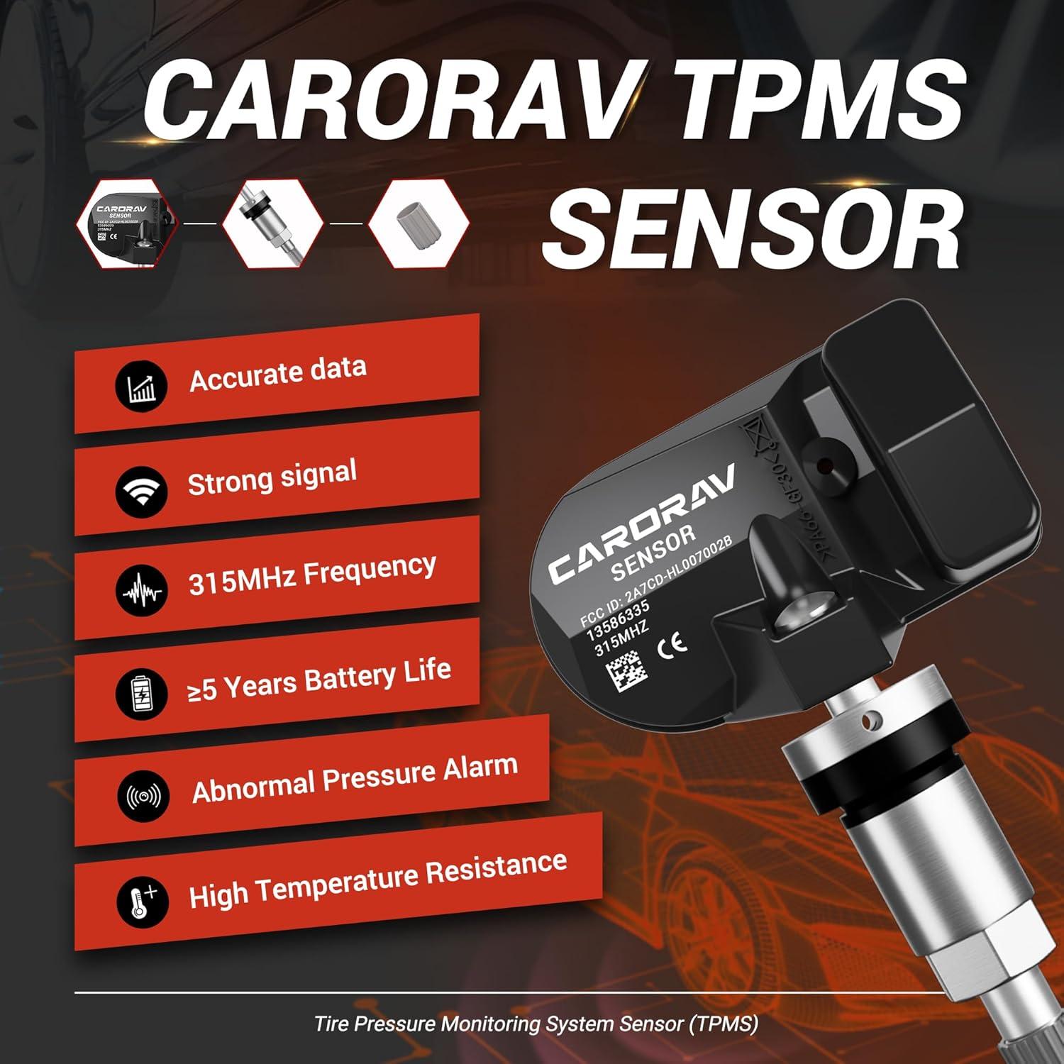 Sensor TPMS GM CARORAV 4 PCS Reemplazo 315MHz