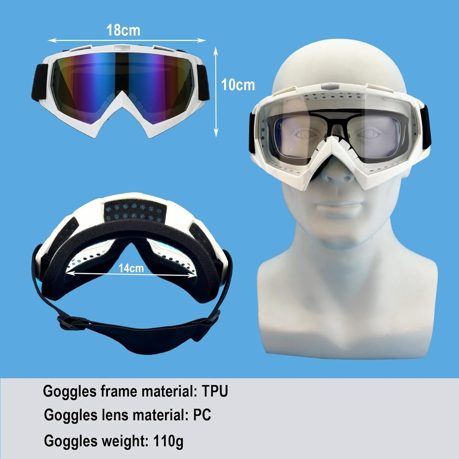 Gafas de Motocross LJDJ Lj24-06-wh A prueba de viento