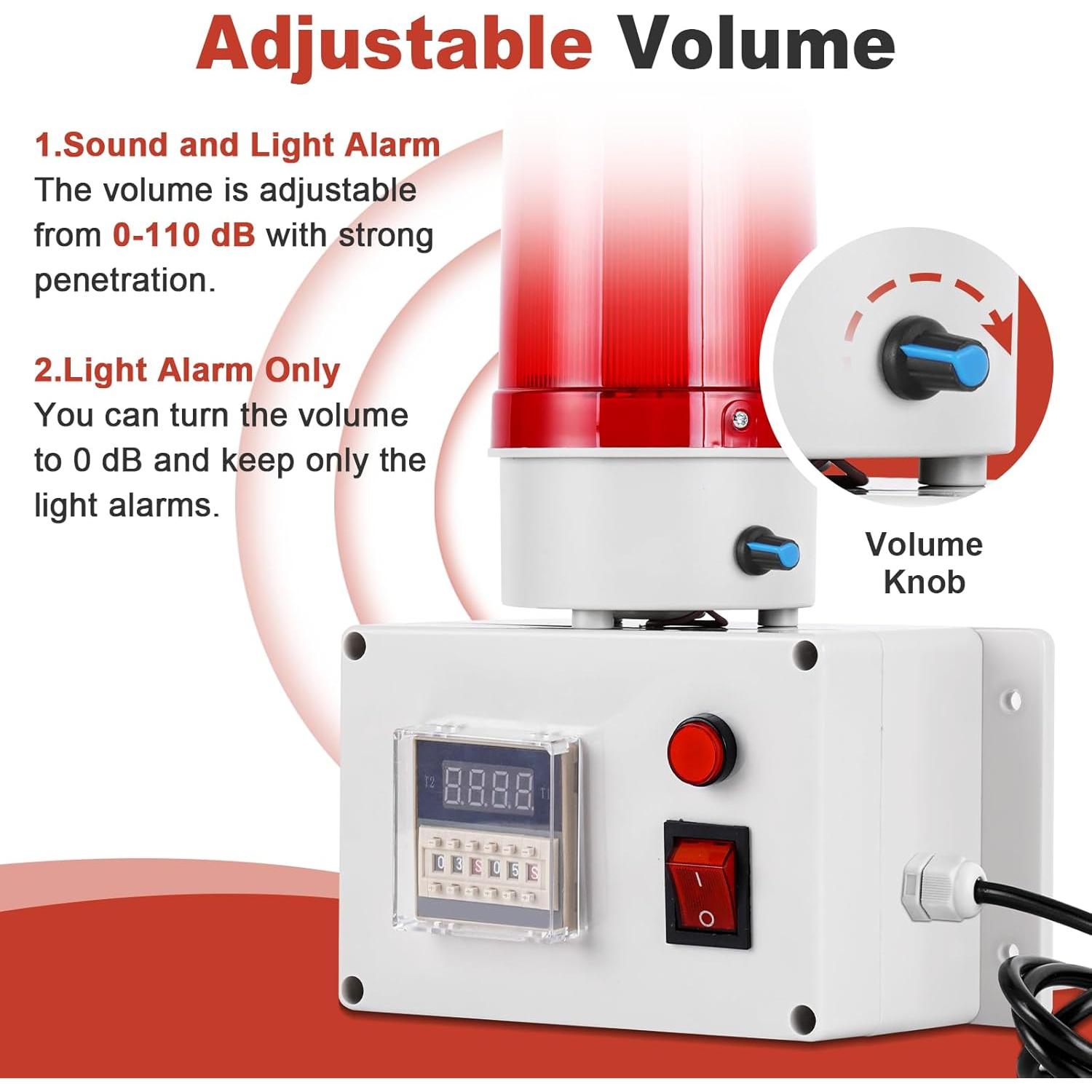 Alarma de Temporizador Industrial Saladulce 0-110dB con Luz