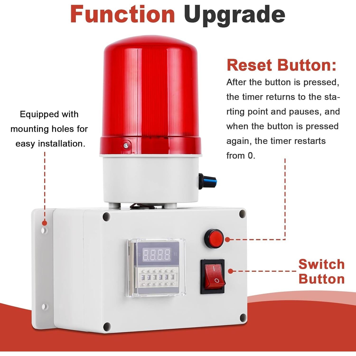 Alarma de Temporizador Industrial Saladulce 0-110dB con Luz