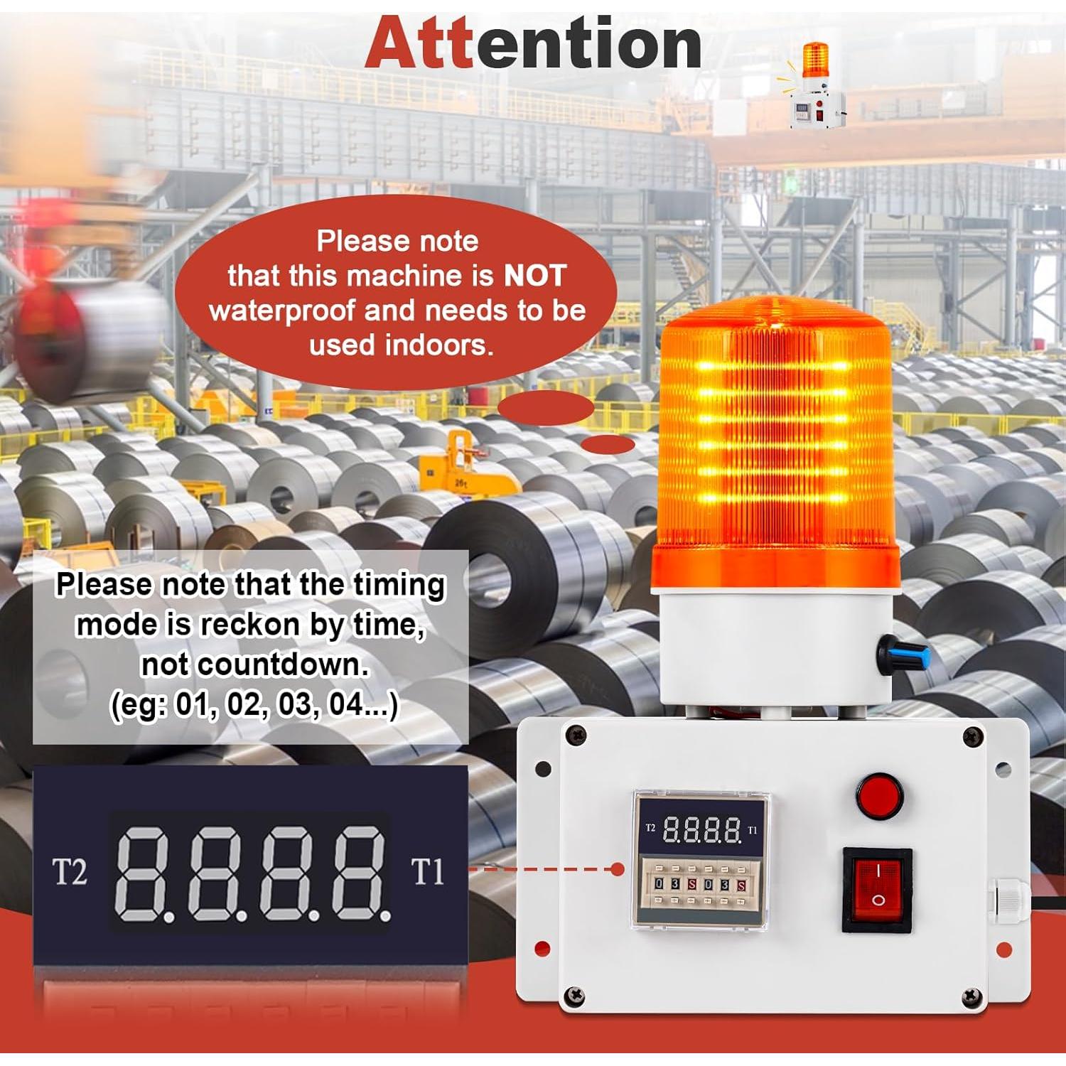 Alarma de Temporizador Industrial Saladulce 0-110dB con Luz